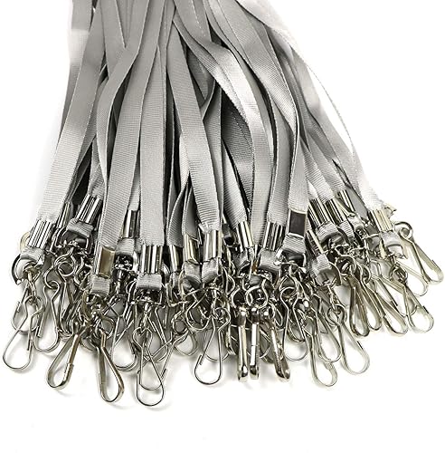 Miniatura 40 de Cordones amarillos, 100 unidades, para insignias de identificación, cordón plano con clip de insignia con gancho en J (amarillo)