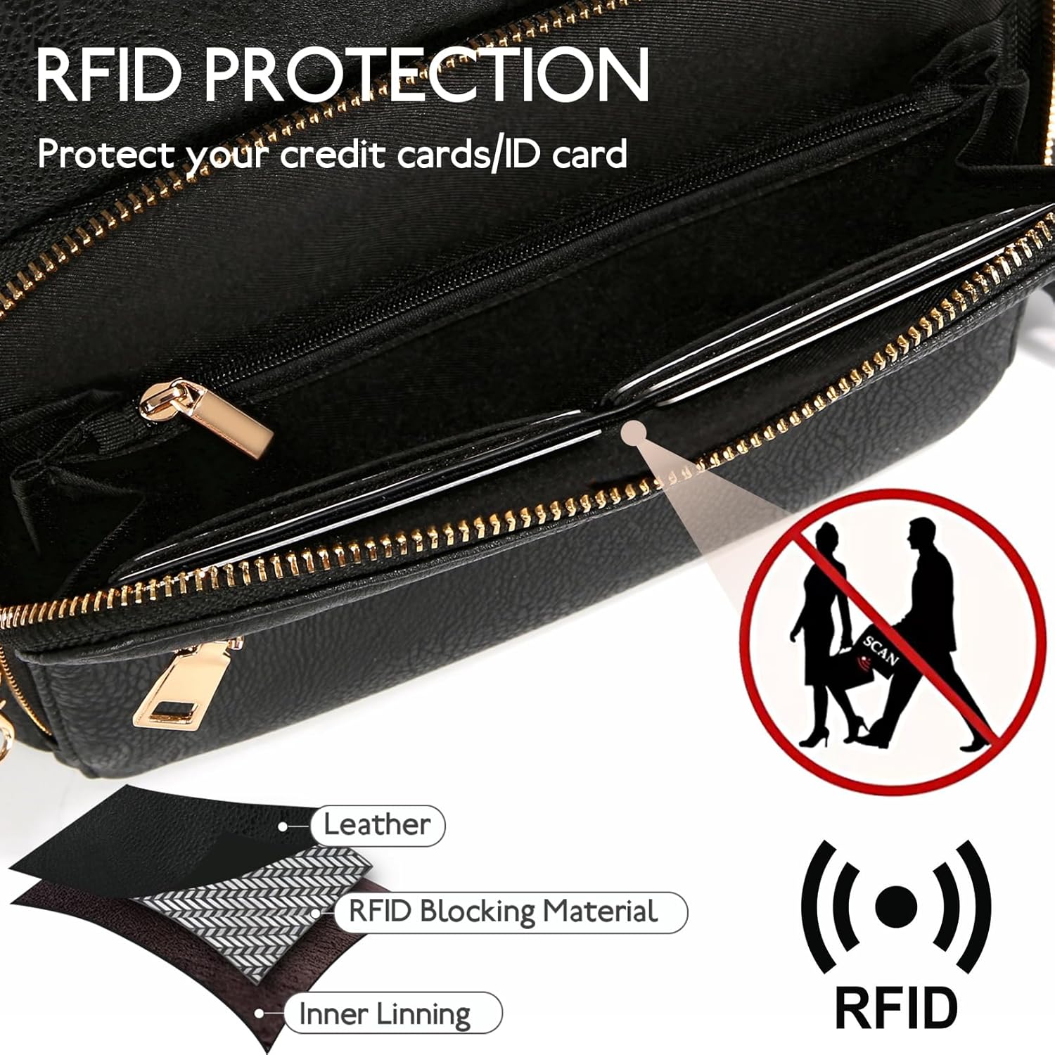 Women's Leather Crossbody Bags Anti Theft Purses RFID Blocking Handbags Trendy Travel Adjustable Strap Tassel - Image 4