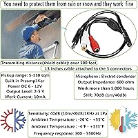 Vista 4 de Micrófono CCTV con preamplificador, salida de audio RCA, 12 V CC, ganancia ajustable, para cámaras DVRNVR e IP (paquete de 3)