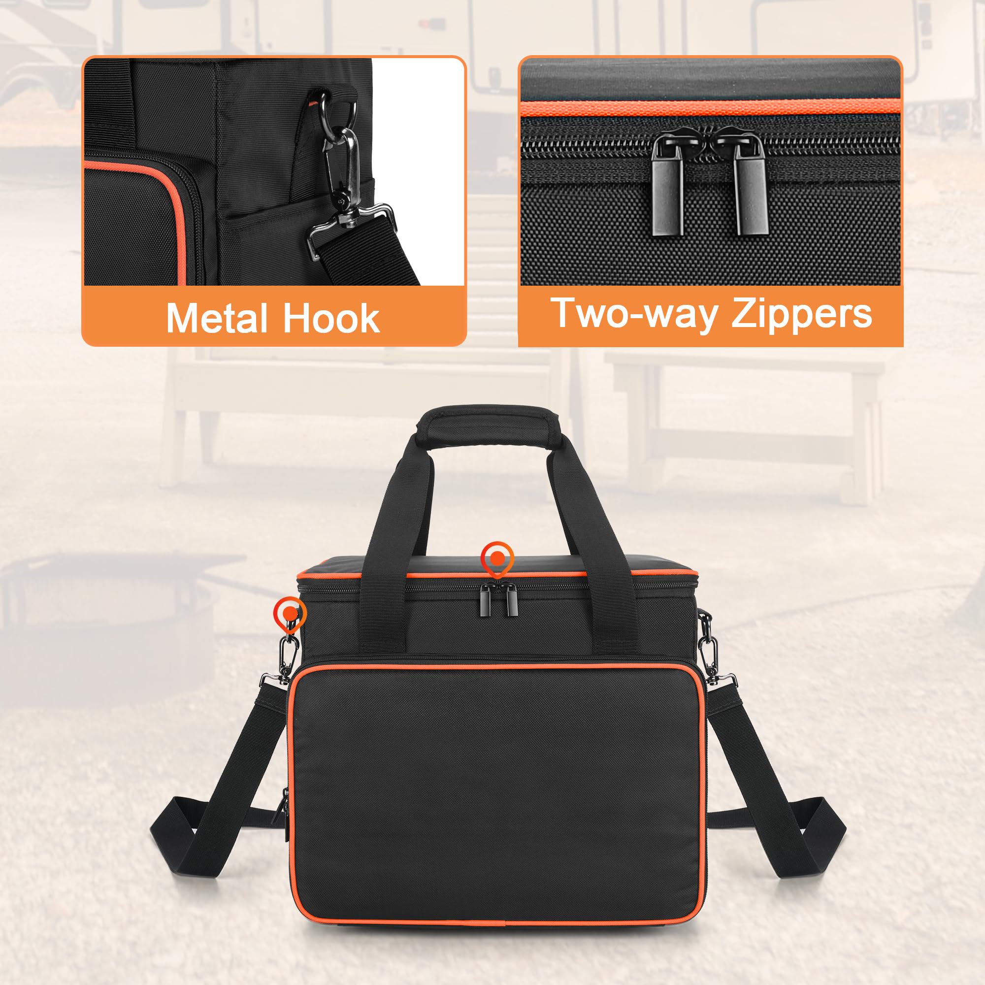 Trunab Borsa Batteria Compatibile con Anker SOLIX C1000/Jackery Explorer 1500, Custodia Compatibile con Waterproof PU Impermeabile e Tasche Frontali per Cavo di Ricarica e Accessori