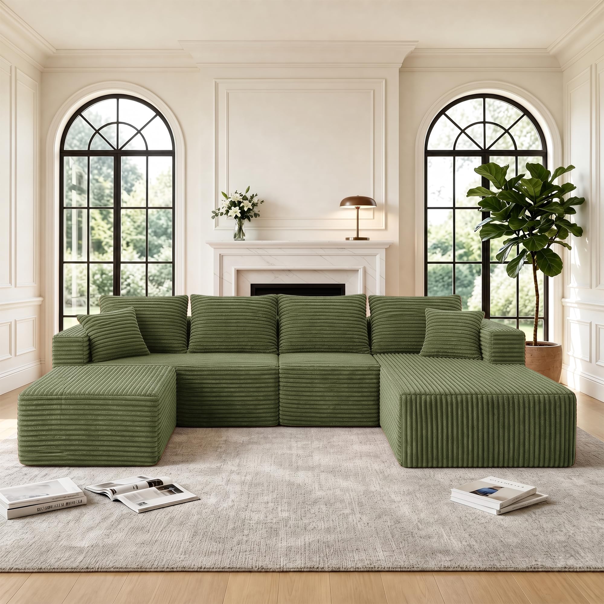 118 Inch Oversized U-Shaped Boneless Cloud Sectional Couch