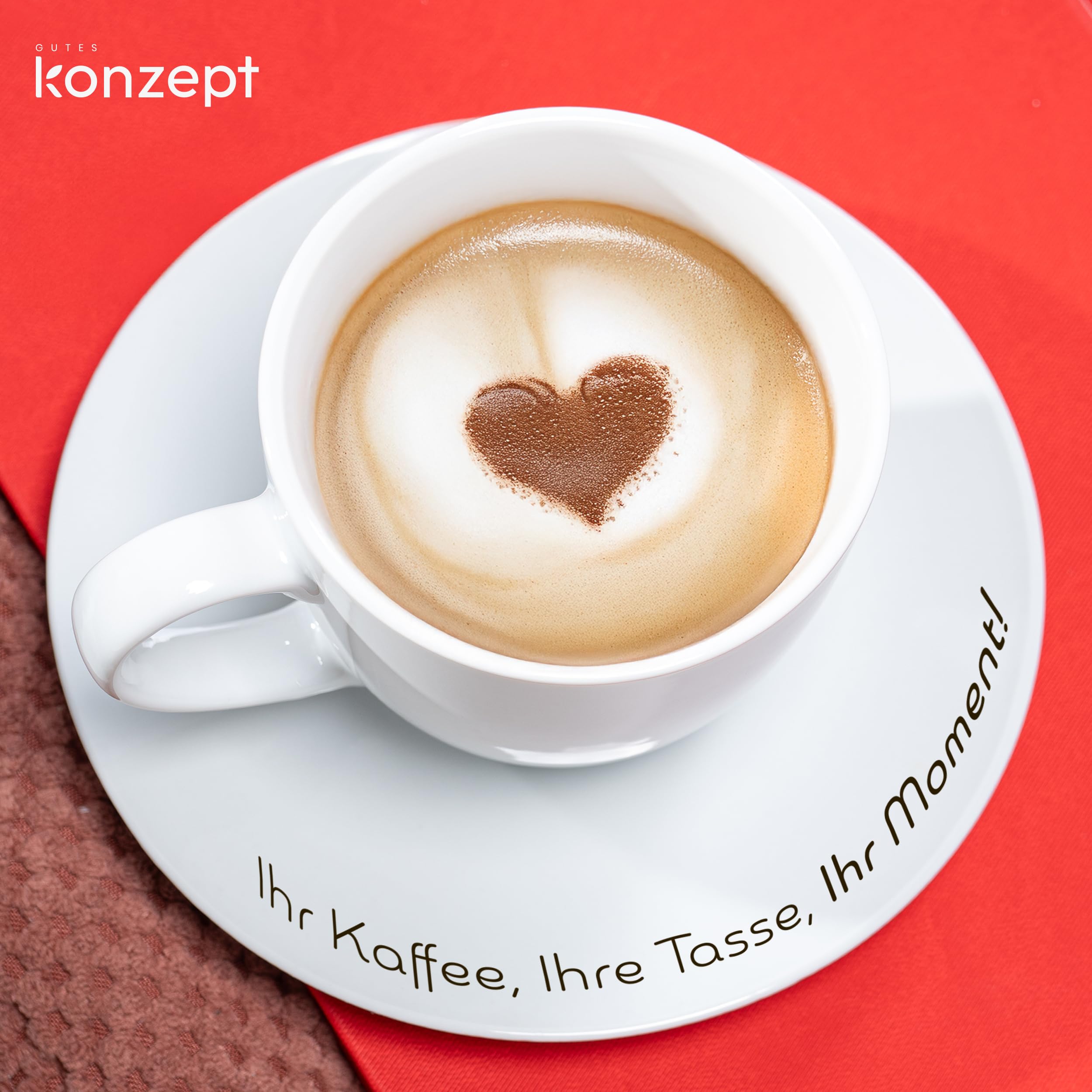 KONZEPT Kaffeetassen Set 6er mit Untertassen, Weiß, Tassen für 6 Personen aus Porzellan zum Bemalen, ideal für Tee, Kaffee, Cappucino, 230 ml