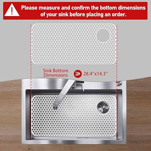 Miniatura 247 de Paquete de 2 tapetes de silicona para fregadero de 13.58 x 11.6 pulgadas, protectores para fregadero de cocina con drenaje central, rejilla Gris