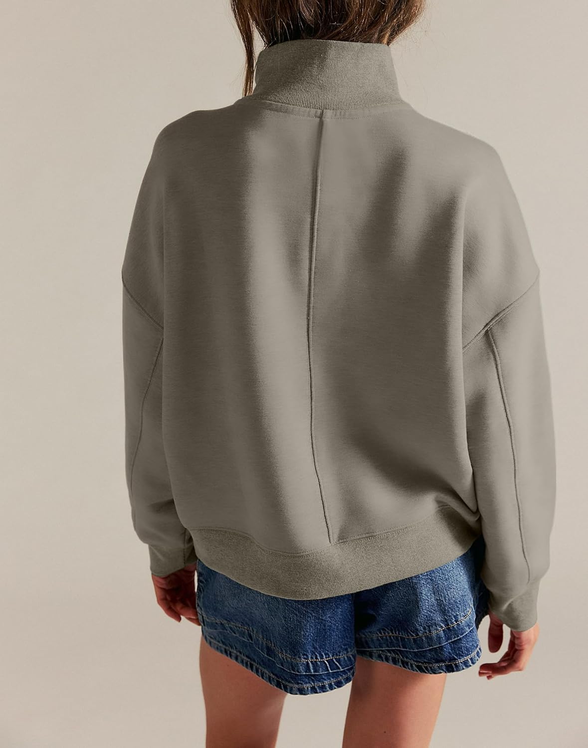 Mock Neck Sweatshirt Women Henley Pullover Tops Oversized Button Fleece Mockneck Sweatshirt 2026 Casual Trendy Clothes - Image 2