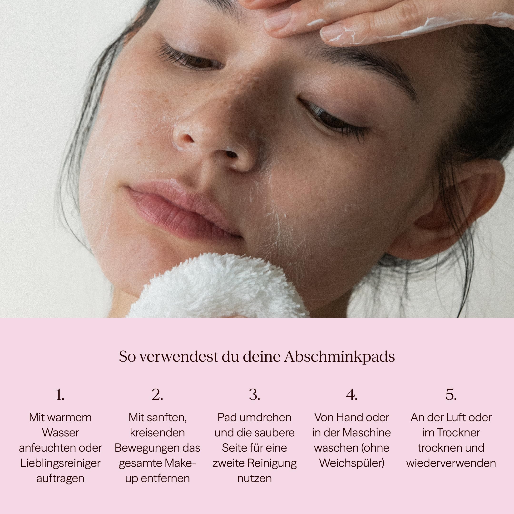 Waschies Gesichtspflegeset für Frauen – Abschminkpads x5 & große Kosmetiktasche x1– sanfte Reinigung - waschbar, wiederverwendbar & nachhaltig - Alle Hauttypen