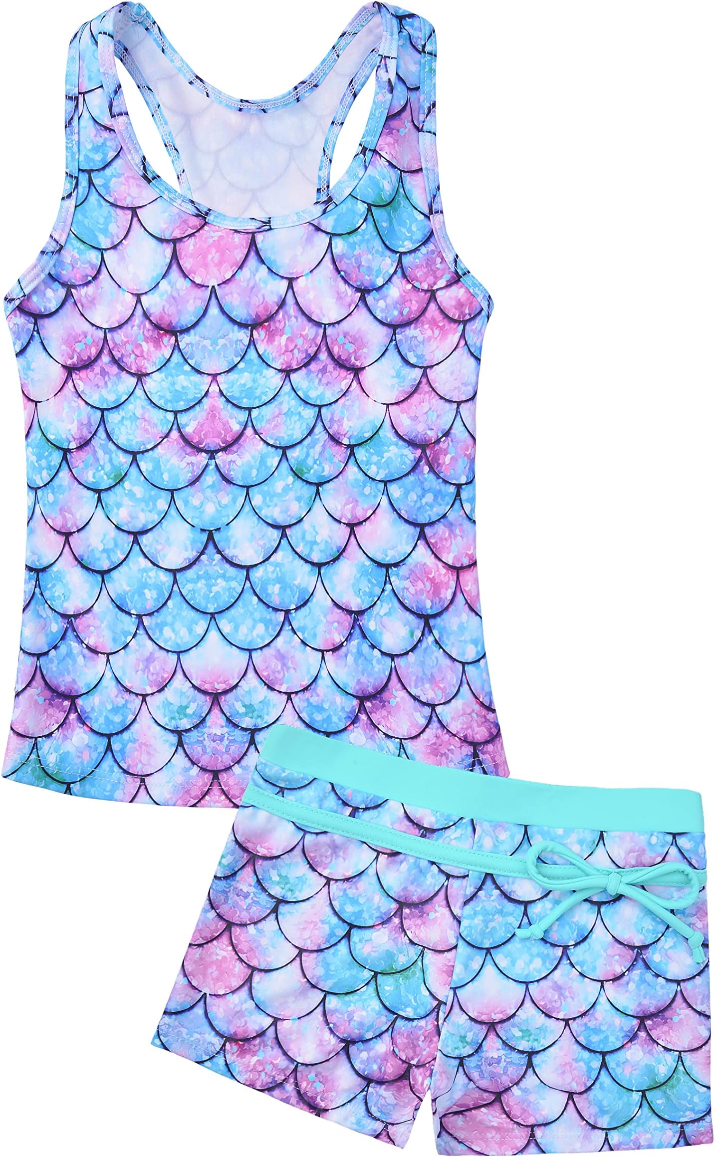 Girls Swimsuit Two Piece Tankini Swimwear with Boyshort