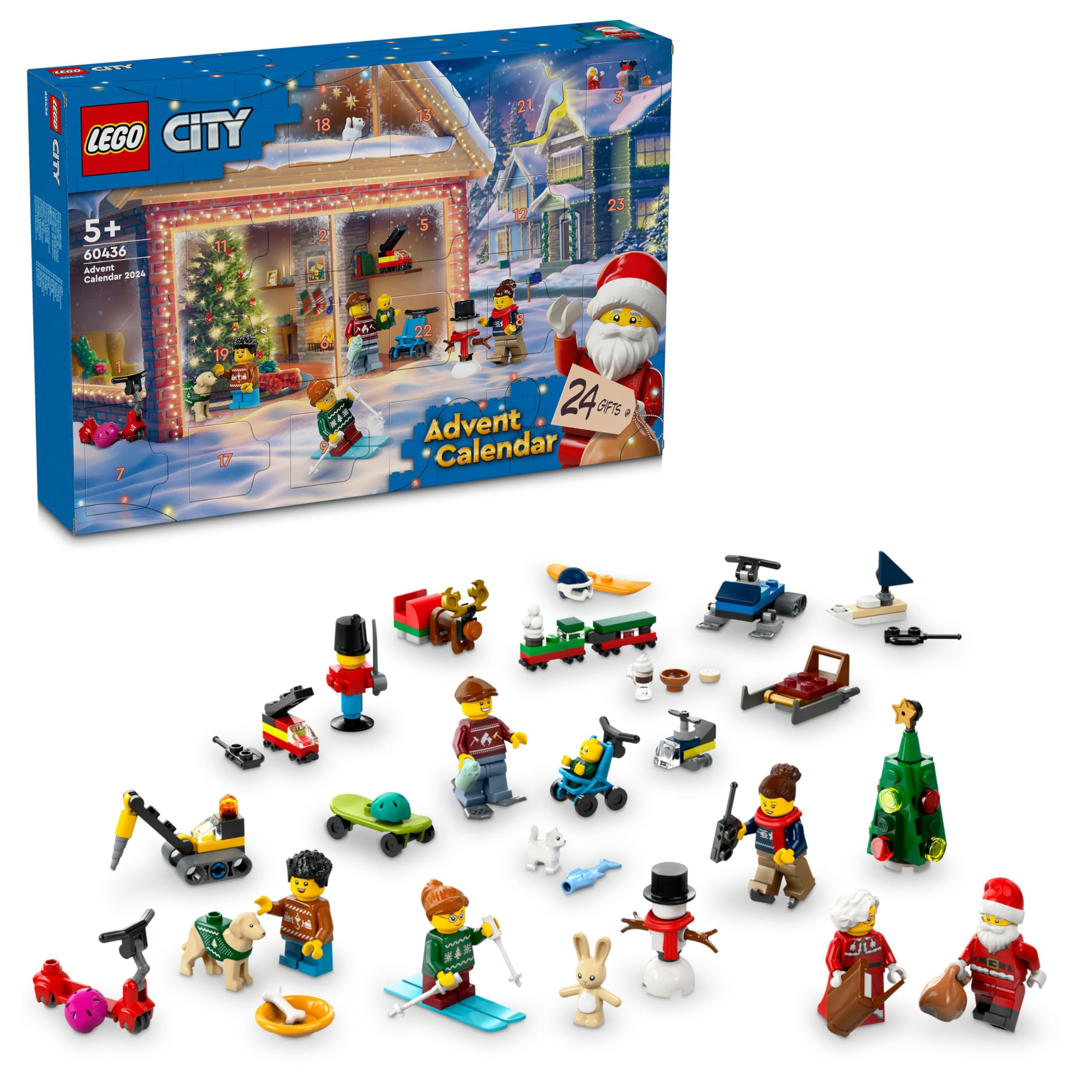 LEGO City 2024 Yılbaşı Takvimi 60436, 5 Yaş ve Üzeri Çocuklar için Yılbaşına Geri Sayım Yapan Yaratıcı Oyuncak Yapım Seti (195 Parça)