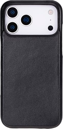 Miniatura 6 de Funda de piel auténtica para iPhone 17 Pro Max, compatible con Mag-Safe, hecha a mano, funda prémium con protección para cámara, color negro