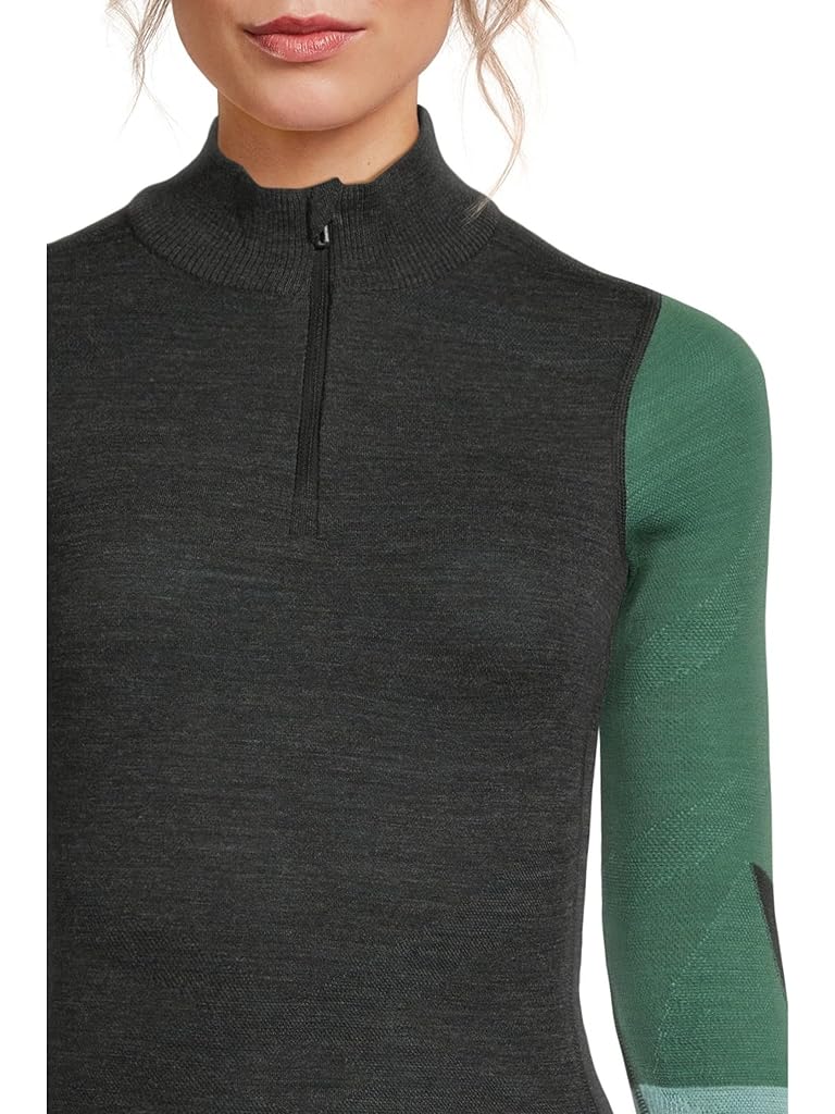 Gray Smartwool Intraknit Thermal Merino Base Layer Colorblock 1/4 Zip