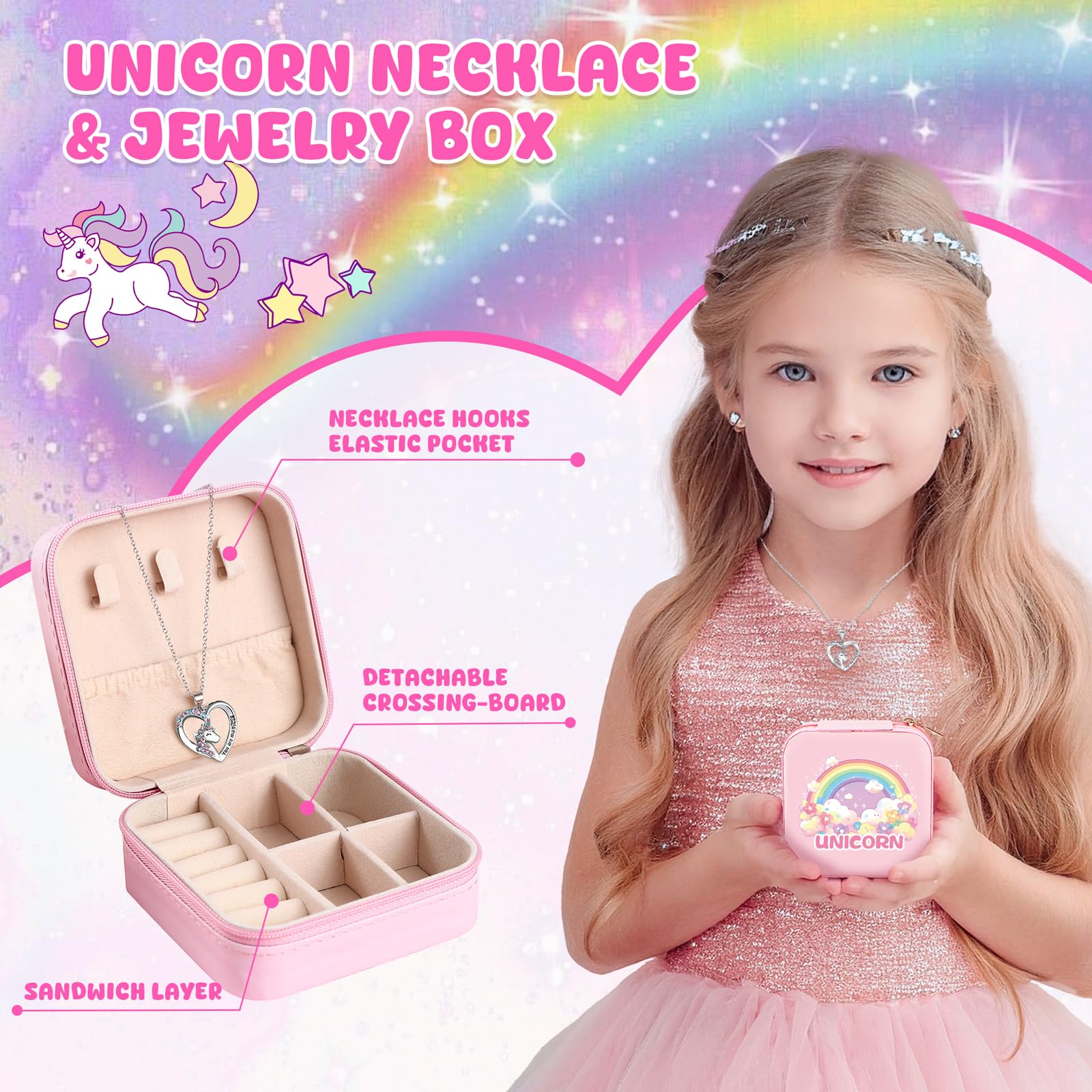 Tacobear Einhorn Geschenke für Mädchen 4-8 Jahren Leuchtende Kuscheldecke Zaubertafel Kordelzugbeutel