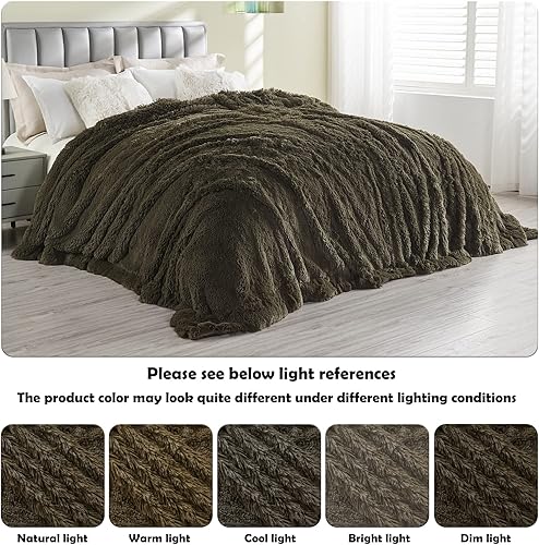 Miniatura 4 de GONAAP Manta mullida de piel sintética, color negro, súper suave y acogedora manta lanuda para sofá o cama (negro, manta de 50 x 60 pulgadas)