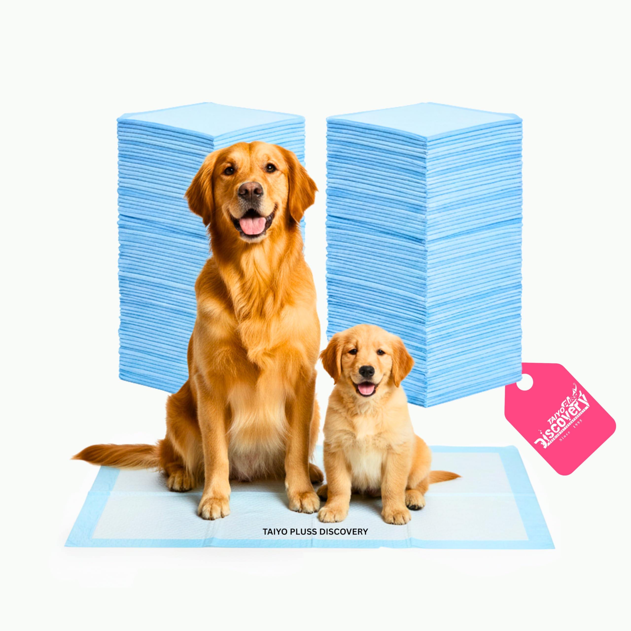 Dog Pee Pads - 60 x 90 cm (XL) | 150 Count | Puppy Training Pads with Quick Dry | Dog Potty Pads | Leak-Proof | 5-Layer Absorbent Core | Floor Tape | Heavy Duty | Waterproof Base | Odour Control