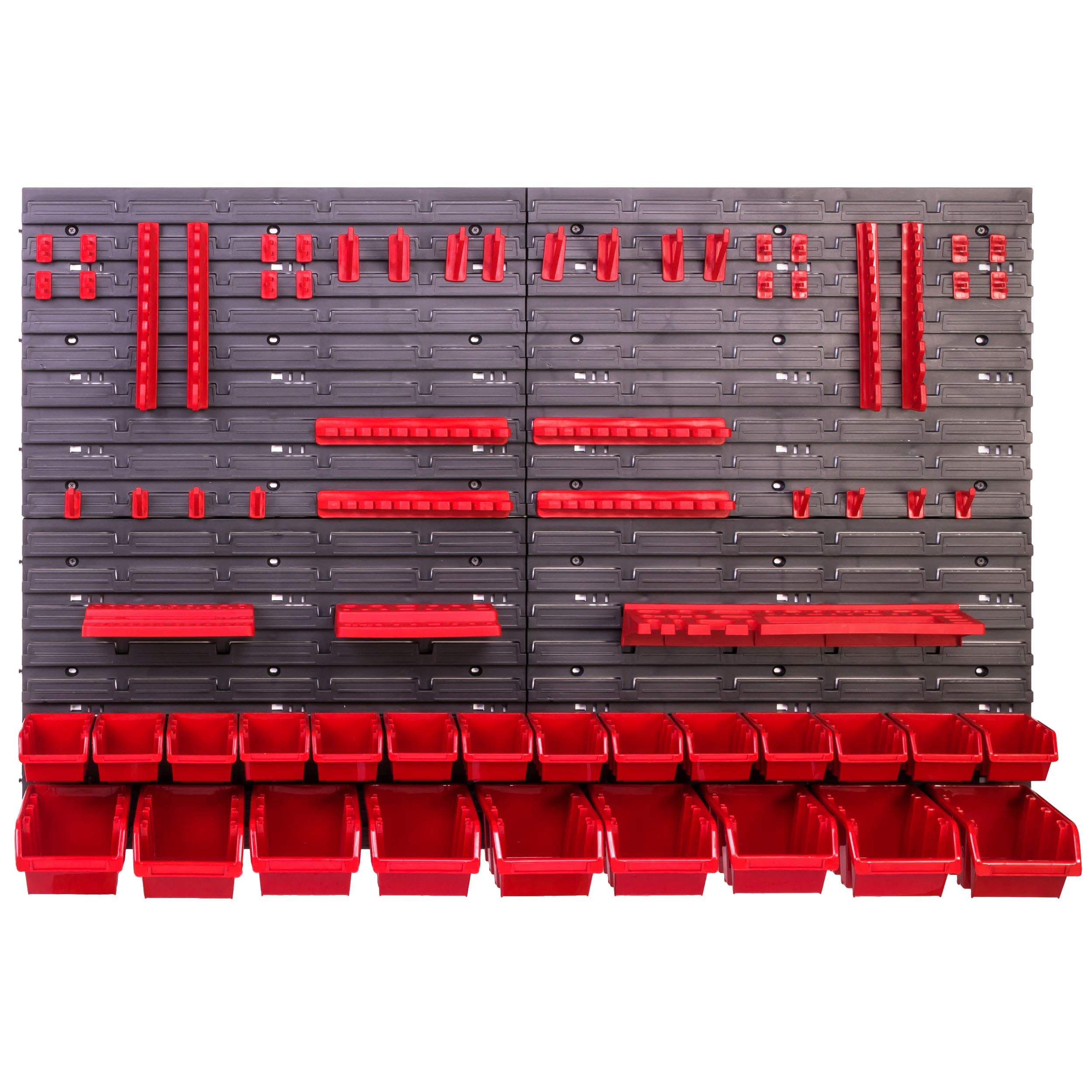 botle Scaffalatura da Parete, Supporto per Attrezzi, Scatole di Plastica Impilabili, Scaffali a Vista per Magazzini e Officina, Pannelli da Parete Extra Forti, Espandibili (Rosso 4)