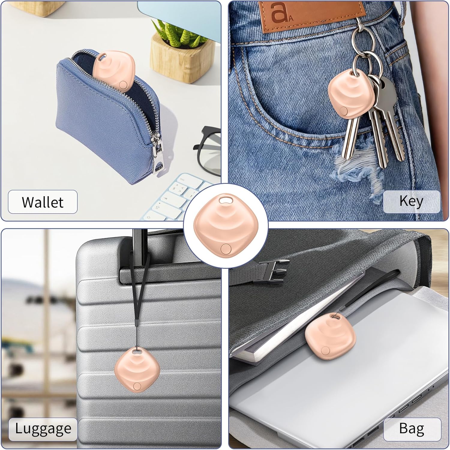 [Certificado por Apple MFi] Tracker Tag 1 Pack (Sólo iOS), Smart Tag Localizador con Buscar Apple, Localizador Bluetooth Rastreador, Buscador de Llaves para Coche/Carteras/Equipaje, Rosa 10