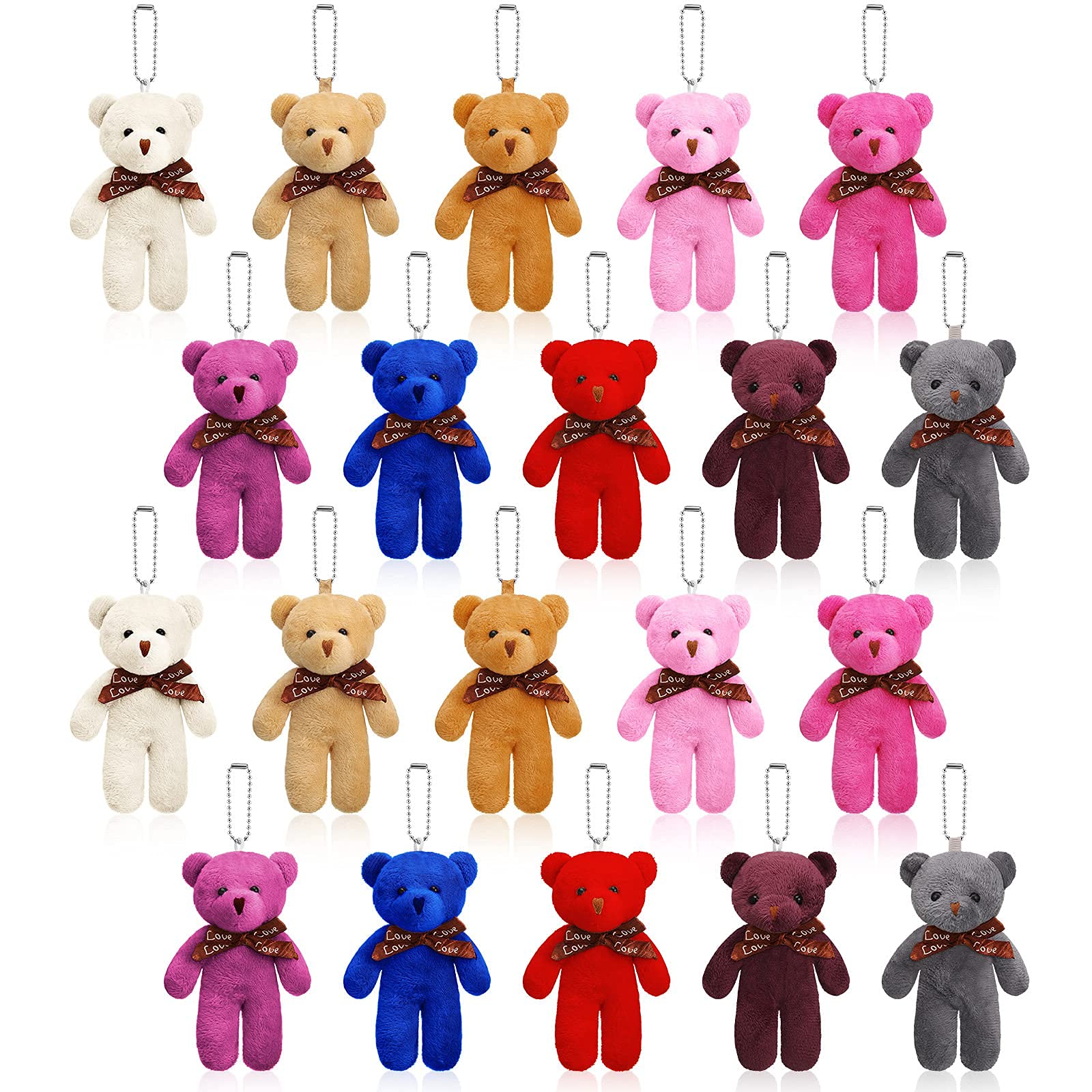 10 Pieces Mini Bear Plush Stuffed Tiny Teddy Bear Doll Soft Jointed Bears 10 Colors