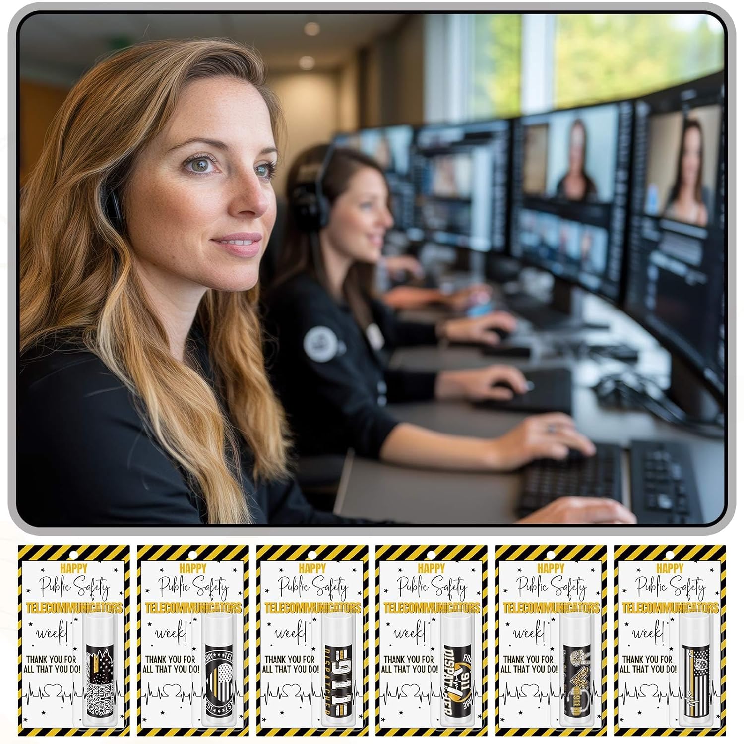 Leelosp 24 Pcs 911 Dispatcher Appreciation Gifts Bulk Gift Emergency Services Lip Balms Bulk Dispatcher Thank You Gifts for 911 Operator Telecommunicators Week Gift First Responder Emergency Worker - Image 4
