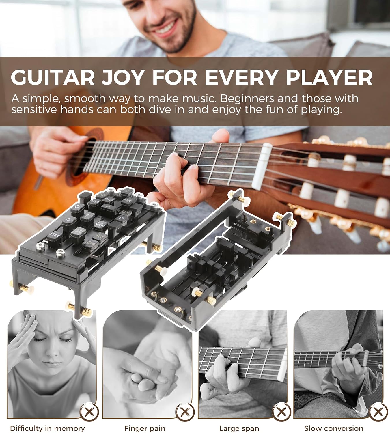 Guitar Chord Presser with 6 Premium Guitar Picks