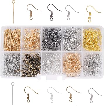 Mandala Crafts Eye Pins & French Earring Hooks Ear Wires for Jewelry Making | 440 Findings Kit, Brass Alloy, Jump Rings, Storage Box, for Fishhook, Gemstone, Drop, Chandelier, Dangle Earrings