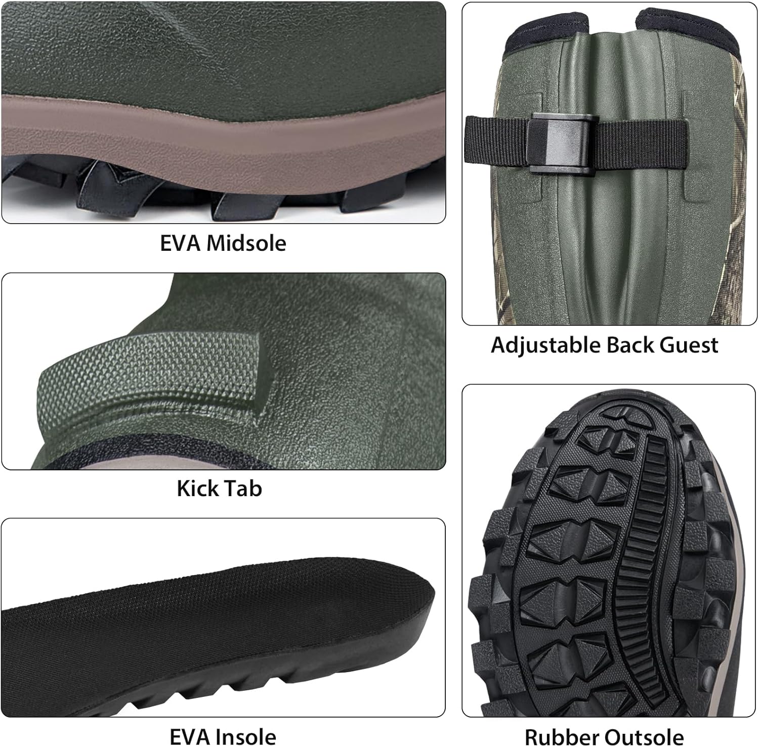 Hunting Boots for Men with 800g Insulation, Waterproof Rubber Cold-Weather Boots with 6mm Neoprene, Steel Shank & Anti-Slip Sole for Hunting and Working - Image 6