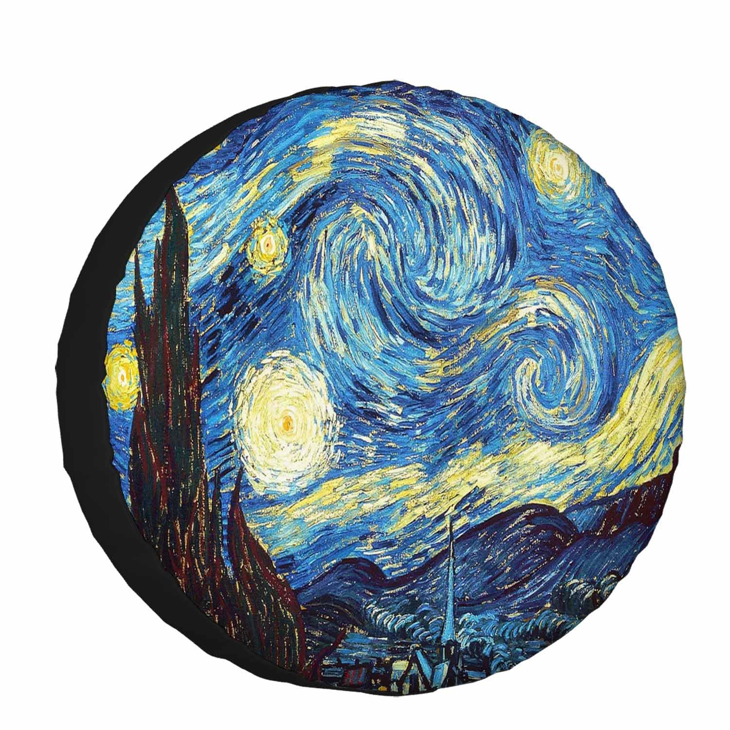 Cubierta de rueda de repuesto con diseño de cielo estrellado abstracto para caravana, remolque, terror, Halloween, pintura nocturna, protectores de ruedas, funda de poliéster resistente a la intemperie para todo tipo de coches, SUV, caravanas, viajes, 15 pulgadas