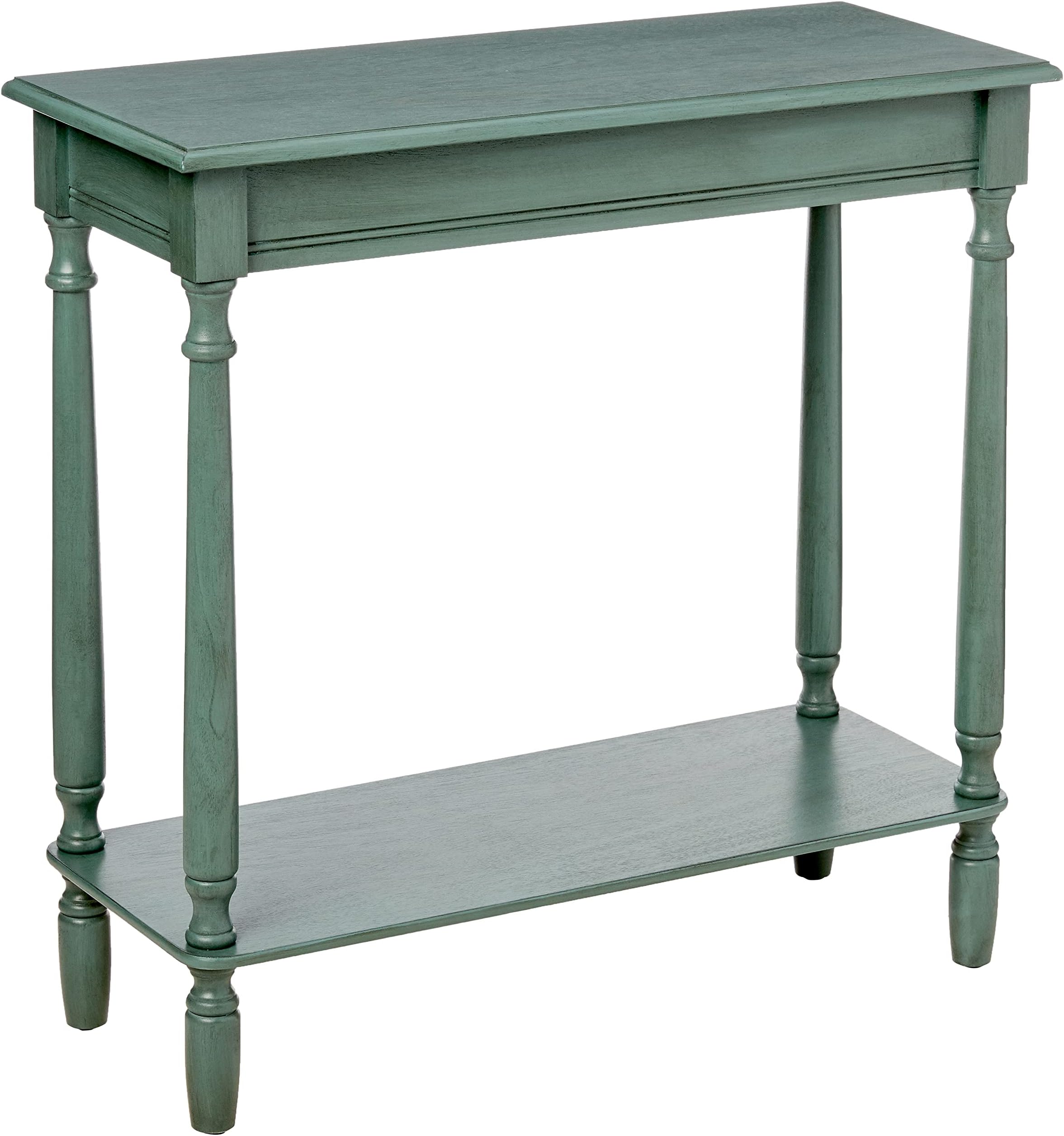 Decor Therapy Simplify Wood Console Table with Storage Shelf, 28.25" x 28.25" x 11.8", Antique Teal