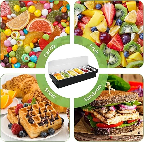 Vista 36 de Bandeja dispensadora de frutas, verduras y condimentos con tapa, estación de decoración para barmanes y servir tacos (1, 5 compartimentos)