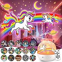 Vista 10 de 【PAQUETE DE REGALO】Regalos de unicornio para niñas, luz nocturna con 15 películas + 10 músicas con sonidos relajantes, máquina de proyección