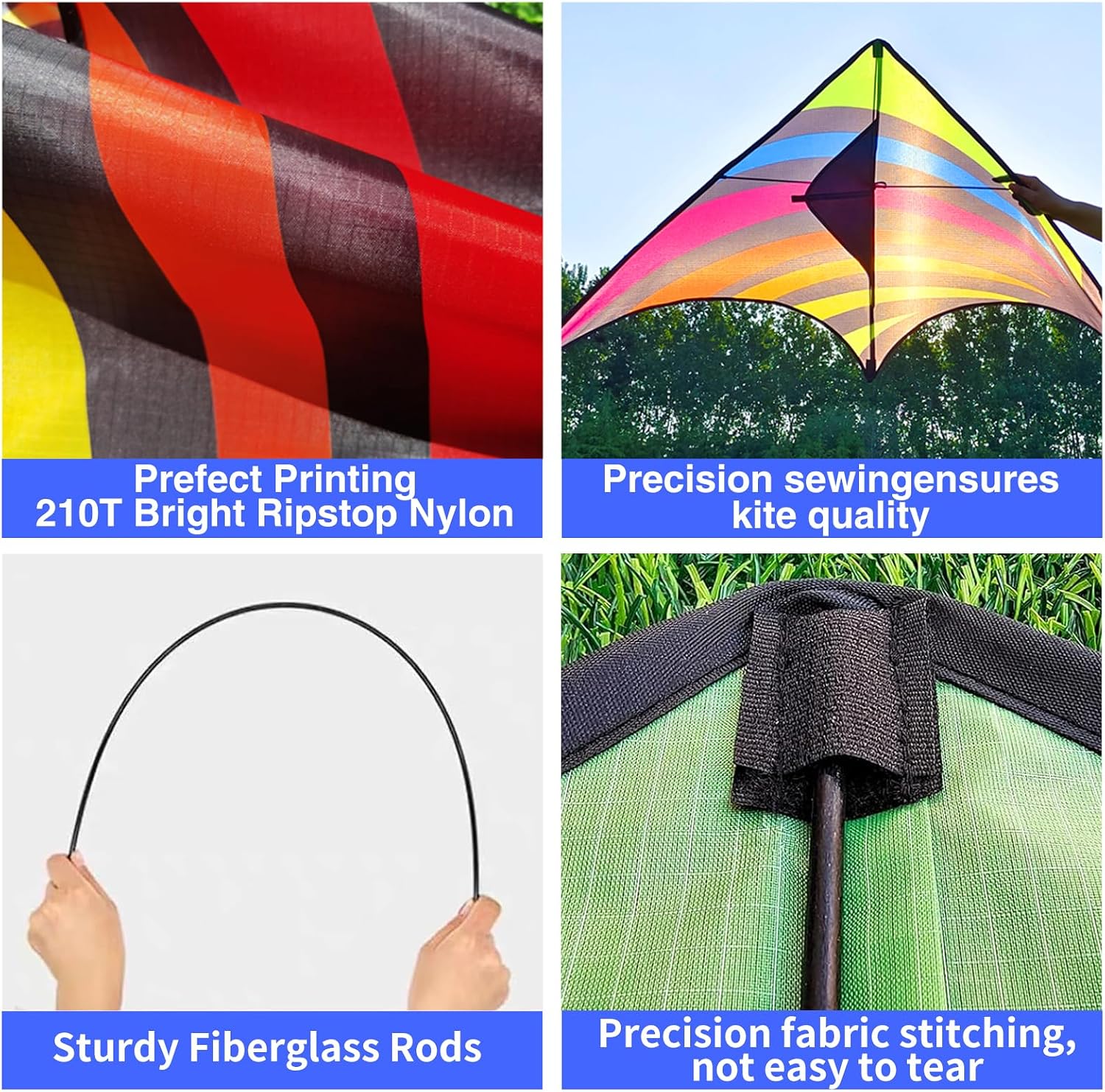 3 Pack Delta Kite Set for Adults and Kids, Single Line Beach Kites for Boys & Girls, Three Handle with String Included