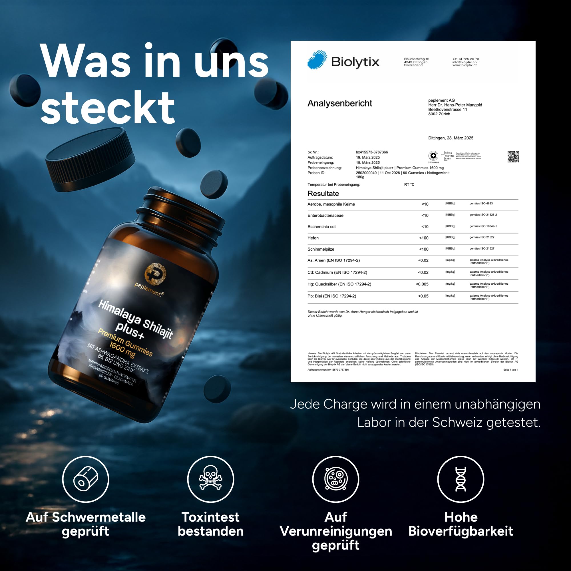 Himalaya Shilajit Plus+ Premium Gummies — 1600 mg | 60 Stück (Mumijo) Shilajit Gummi mit natürlicher Huminsäure, Fulvinsäure und Mineralstoffen, mit Ashwagandha Extrakt, B6, B12 und Zink