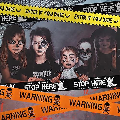 Miniatura 7 de Xinnun 8 cintas de precaución de Halloween, cinta de miedo de Halloween, incluye advertencia, Enter If You Dare, Stop Here, Haunted Keep Out, cinta
