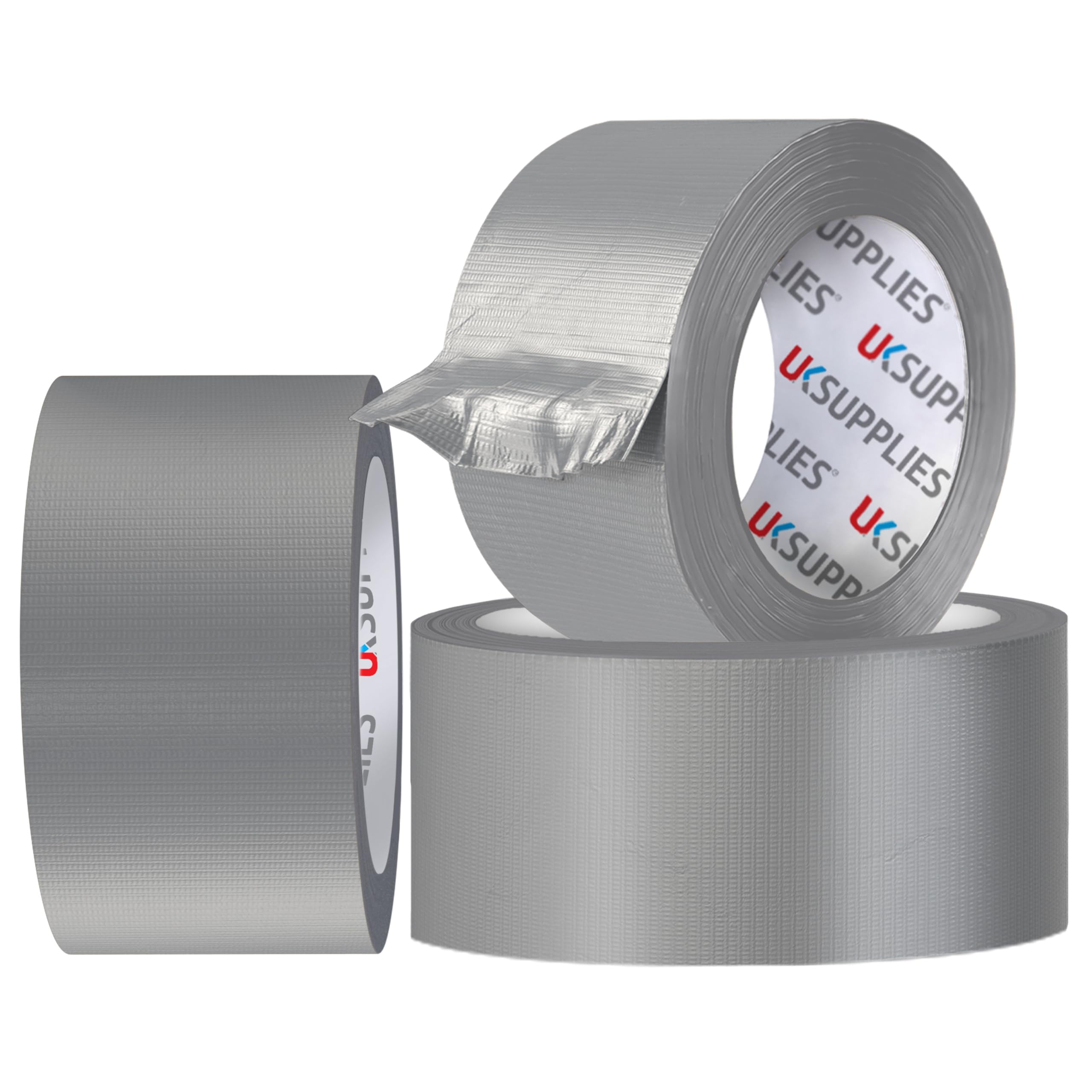 UK SUPPLIES LIMITED Pack of 3 Premium Silver Duct Tape (All Pack Sizes) 45MM x 50M Super Sticky Durable Waterproof Strong Adhesive Gaffer Tape for Sealing, Repairing, Multi-Use for Indoor & Outdoor