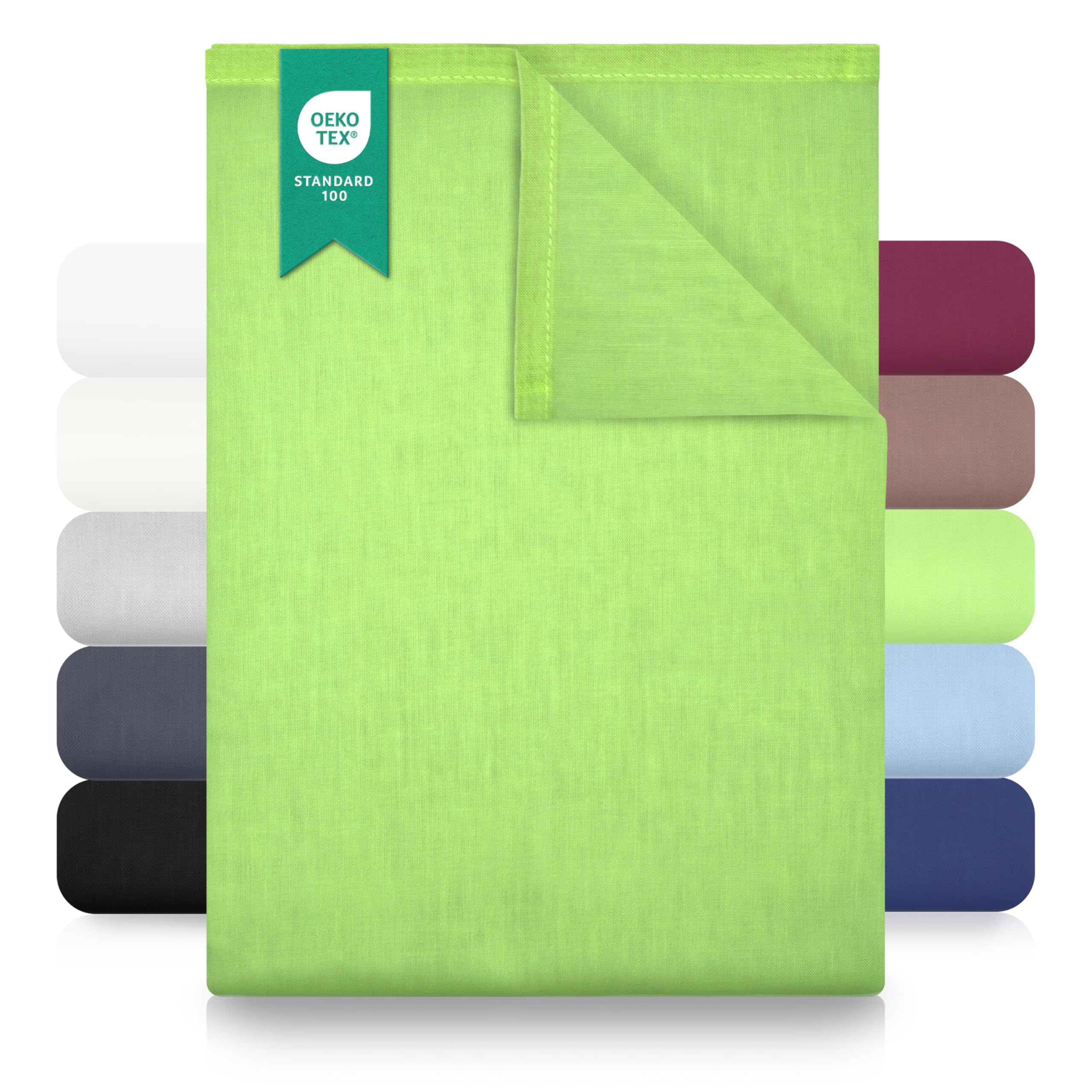 GREEN MARK Textilien Klassische Bettlaken – Flaches Laken aus 100% Baumwolle, ohne Gummi, hautfreundlich, pflegeleicht, bei hohen Temperaturen waschbar - Apfel Grün - 240x275 cm