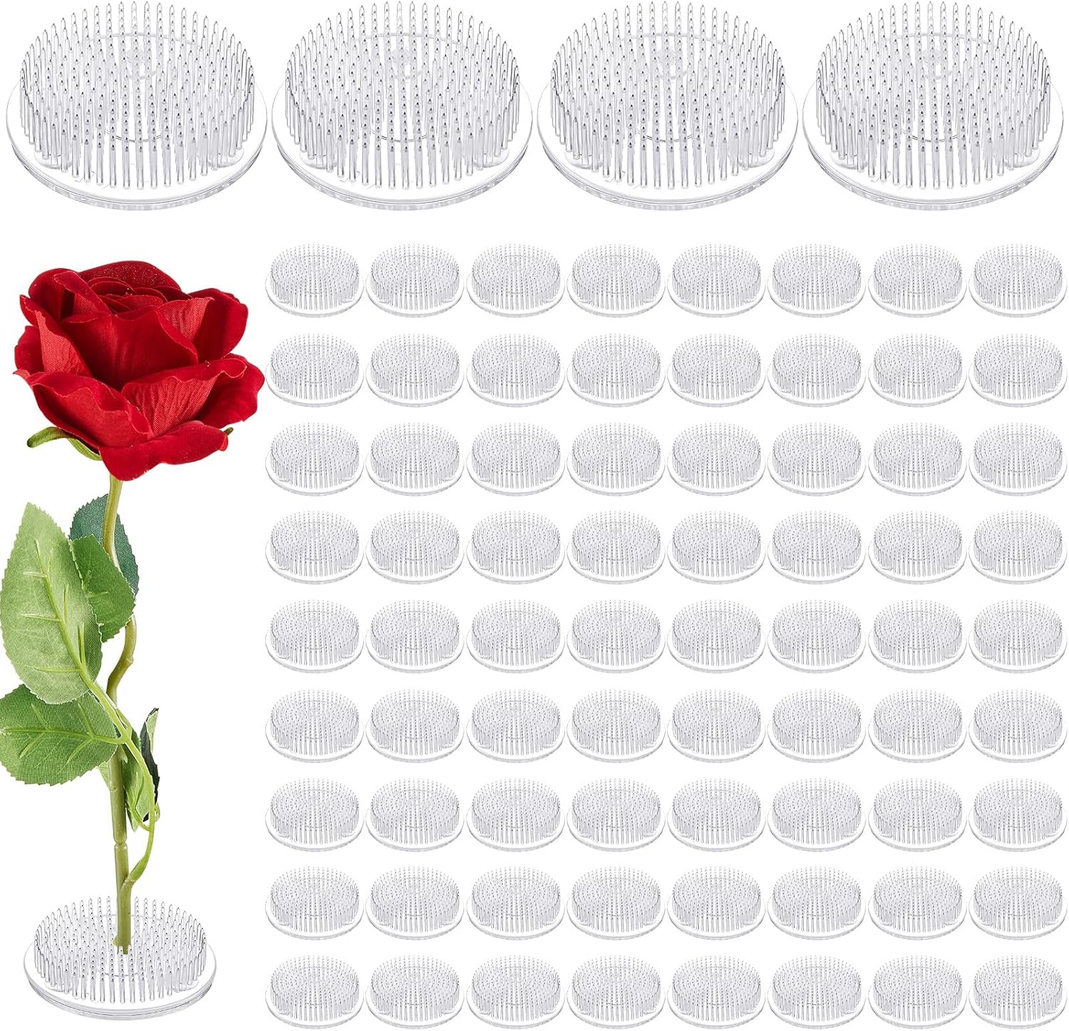 Waydress 48 Pieces Plastic Flower Frog Flower Pins Floral Frog for Arrangements Vase Japanese Floral Arrangement for Plant Decoration, Summer Activity, Wedding Decoration