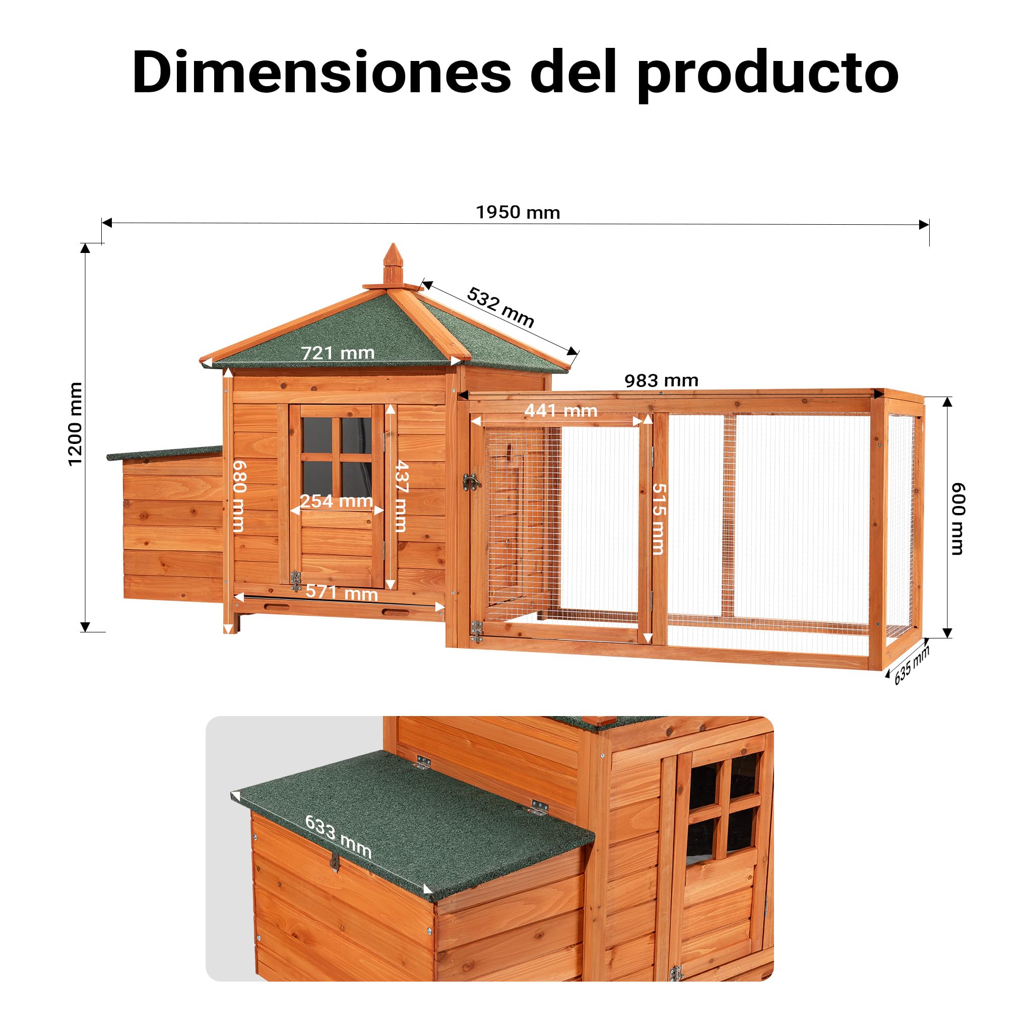 Conejera Casa Caseta Animales pequeños Madera Exterior Mascota Jaula Corredor