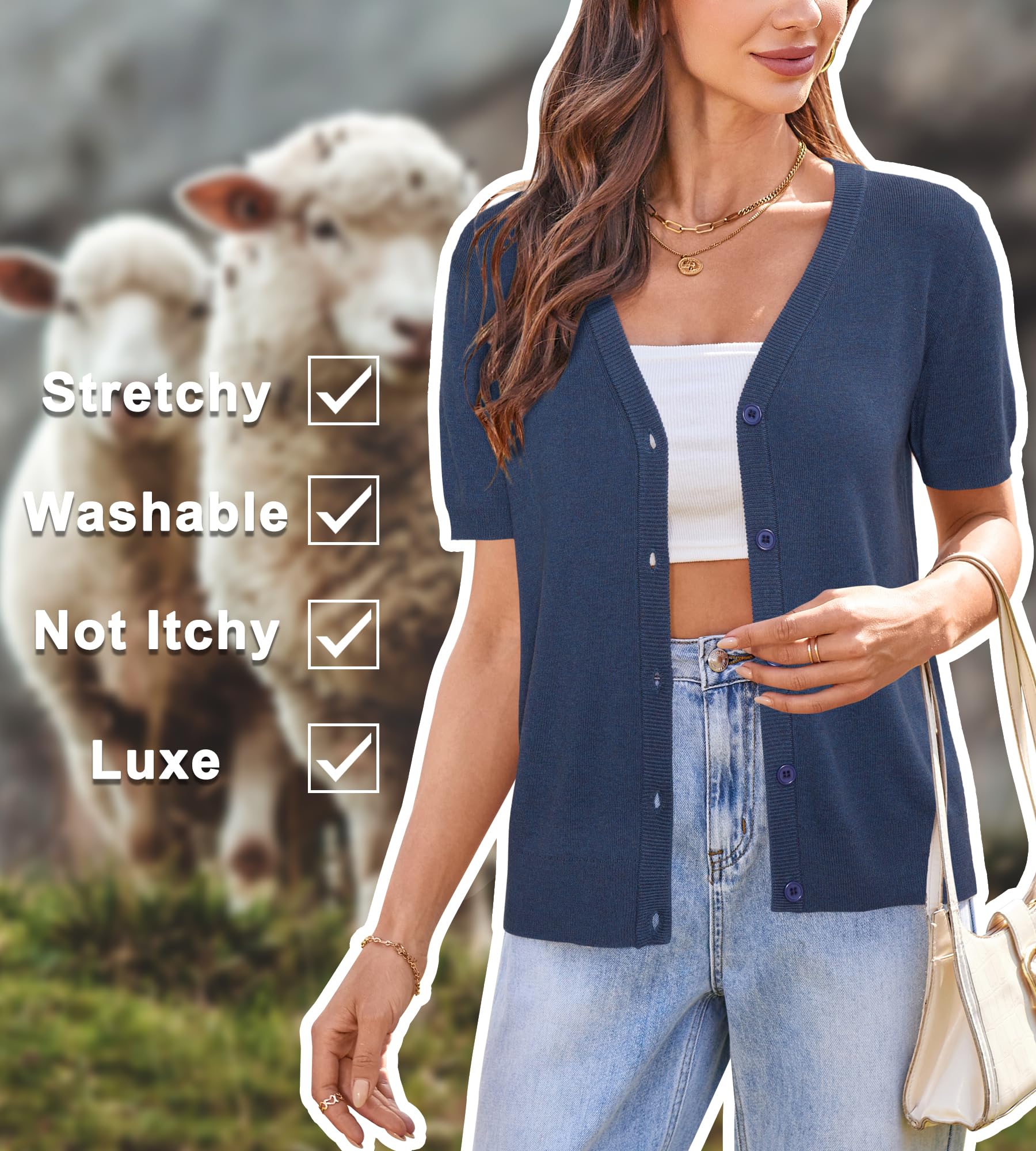 Arach&Cloz Cardigan da Donna, Manica Corta, Bolero in Misto Lana, Estivo, Corto, Top Casual da Lavoro