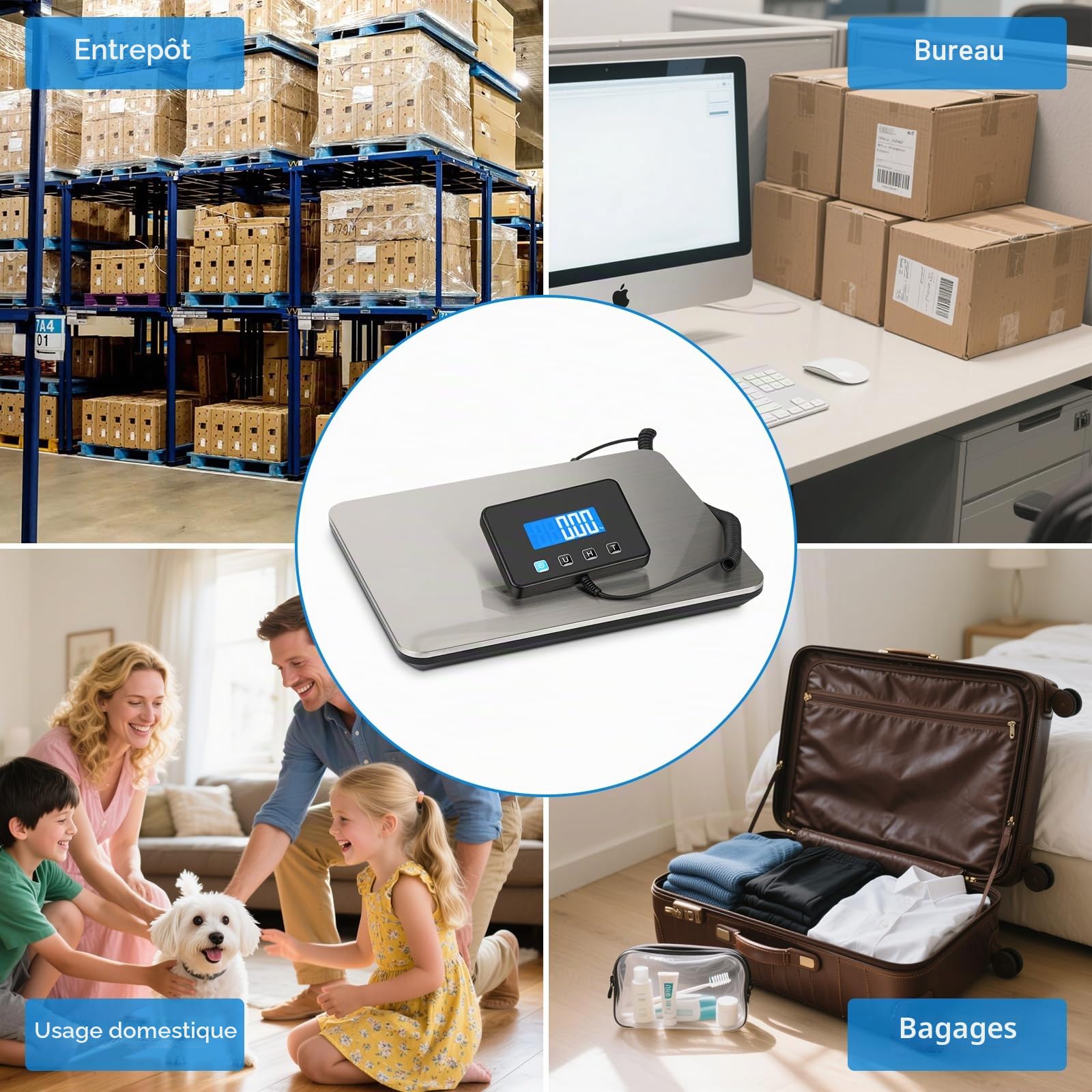 Balance Colis Numérique Haute Précision 200 kg/10 g avec Fonction Hold et Tare, Professionnelle pour Poste et Entreprises