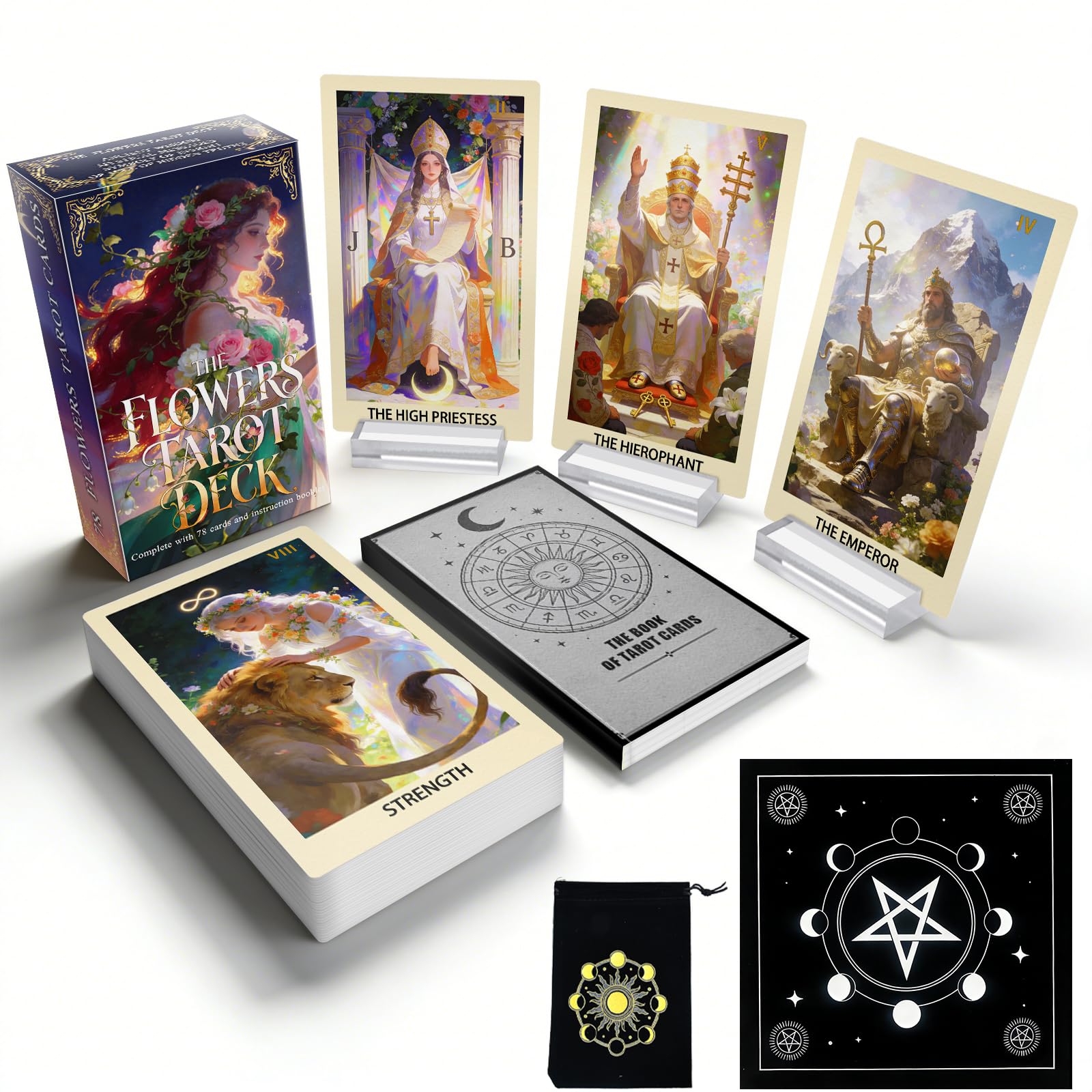 Powerful Floral Tarot Cards with Guide Book, 78 Unique Tarot Decks