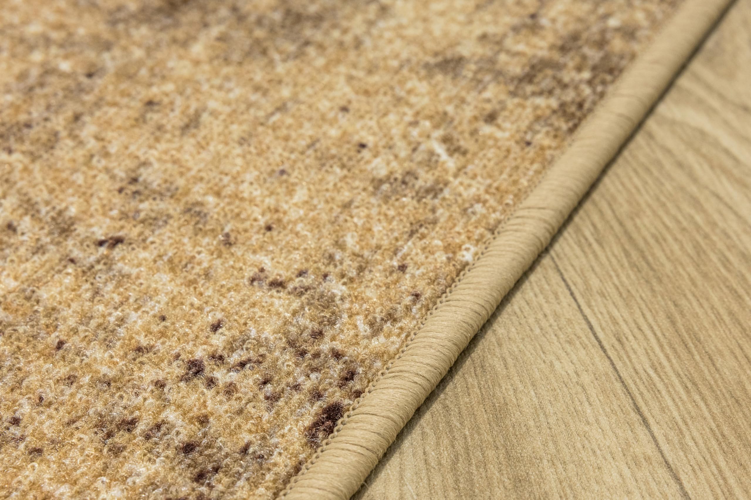 Marl New Teppich 100x150 cm Beige Braun – Moderner Schlingenteppich, Kurzflor Teppich, Abstrakt Teppich Klein, Esszimmer Teppich, Fußbodenheizung geeignet, Pflegeleicht