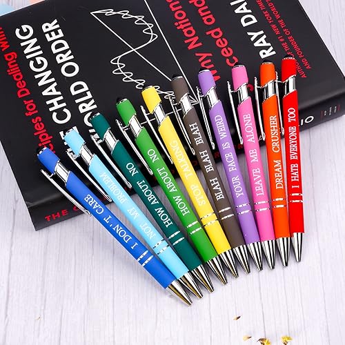 Miniatura 6 de AUAUY Snarky - Bolígrafos de oficina divertidos bolígrafos con citas inspiradoras de oficina juego de bolígrafos inspiradores de metal con punta