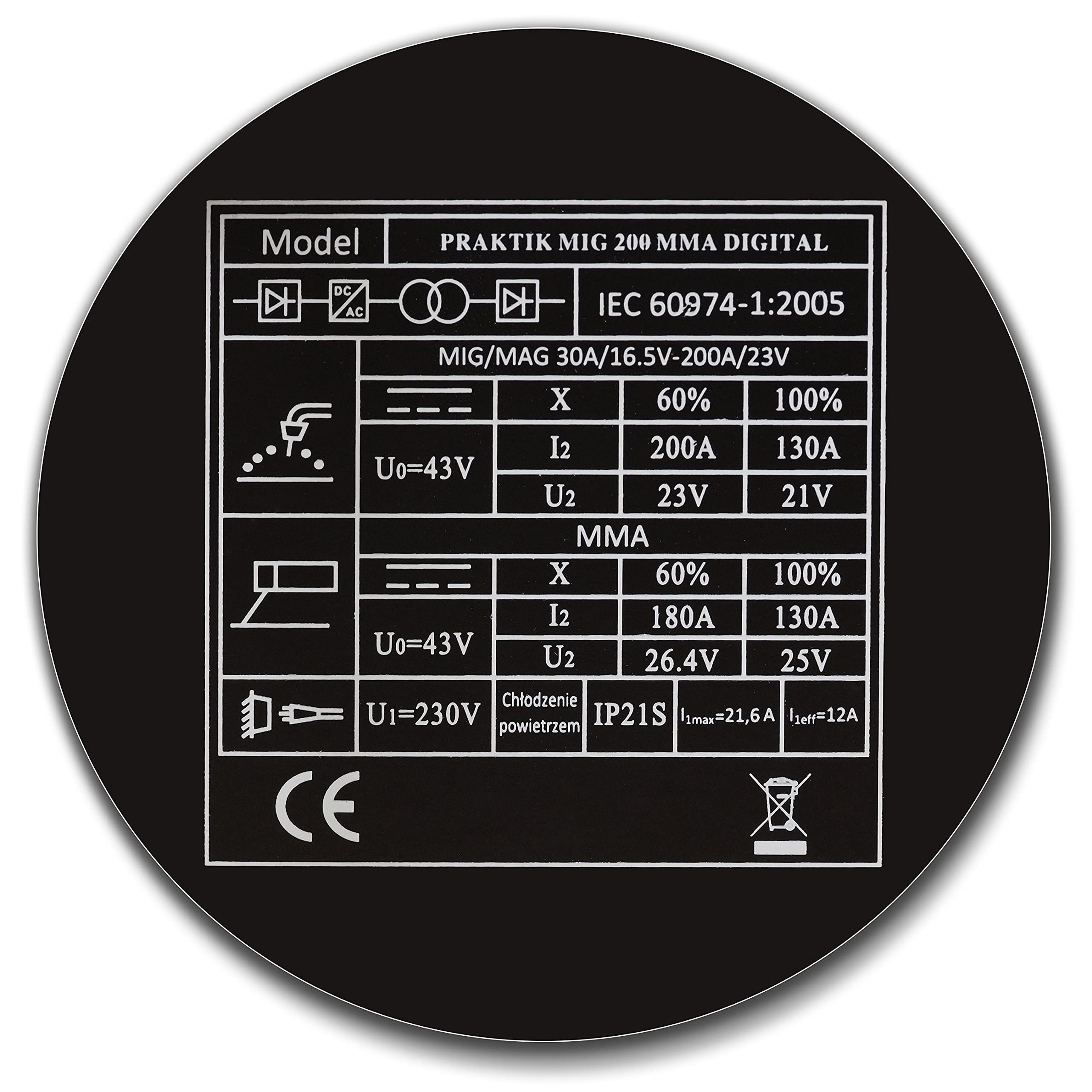 Ideal™ Ideal Praktik MIG 200 MMA MIG/MAG spawarka inwertorowa 200 A spawarka 3 w 1 Flux MMA 230 V