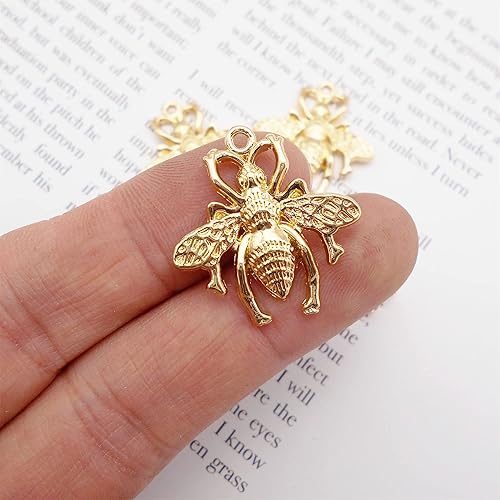 Miniatura 5 de 20 piezas de aleación de metal con dije de abeja dorada de abeja de abeja, collar colgante, abejorro, manualidades, fabricación de joyas, 0.984 x