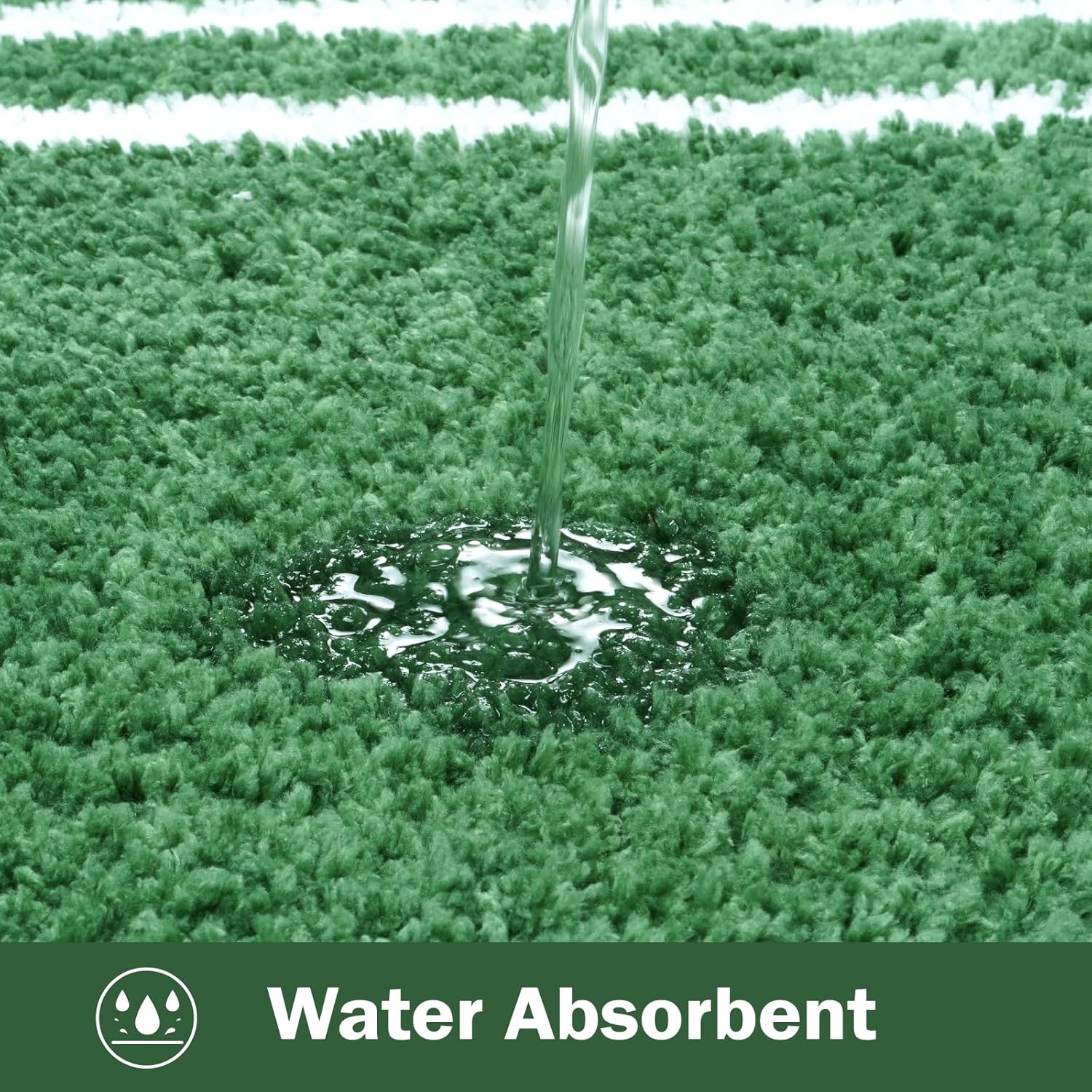 Uphome Bath Mat for Bathroom, 18x26 Modern Green Bathroom Rug Non Slip Machine Washable, Soft Plush Microfiber Absorbent Bathroom Mat for Tub, Shower, Floor, Sink - Image 5