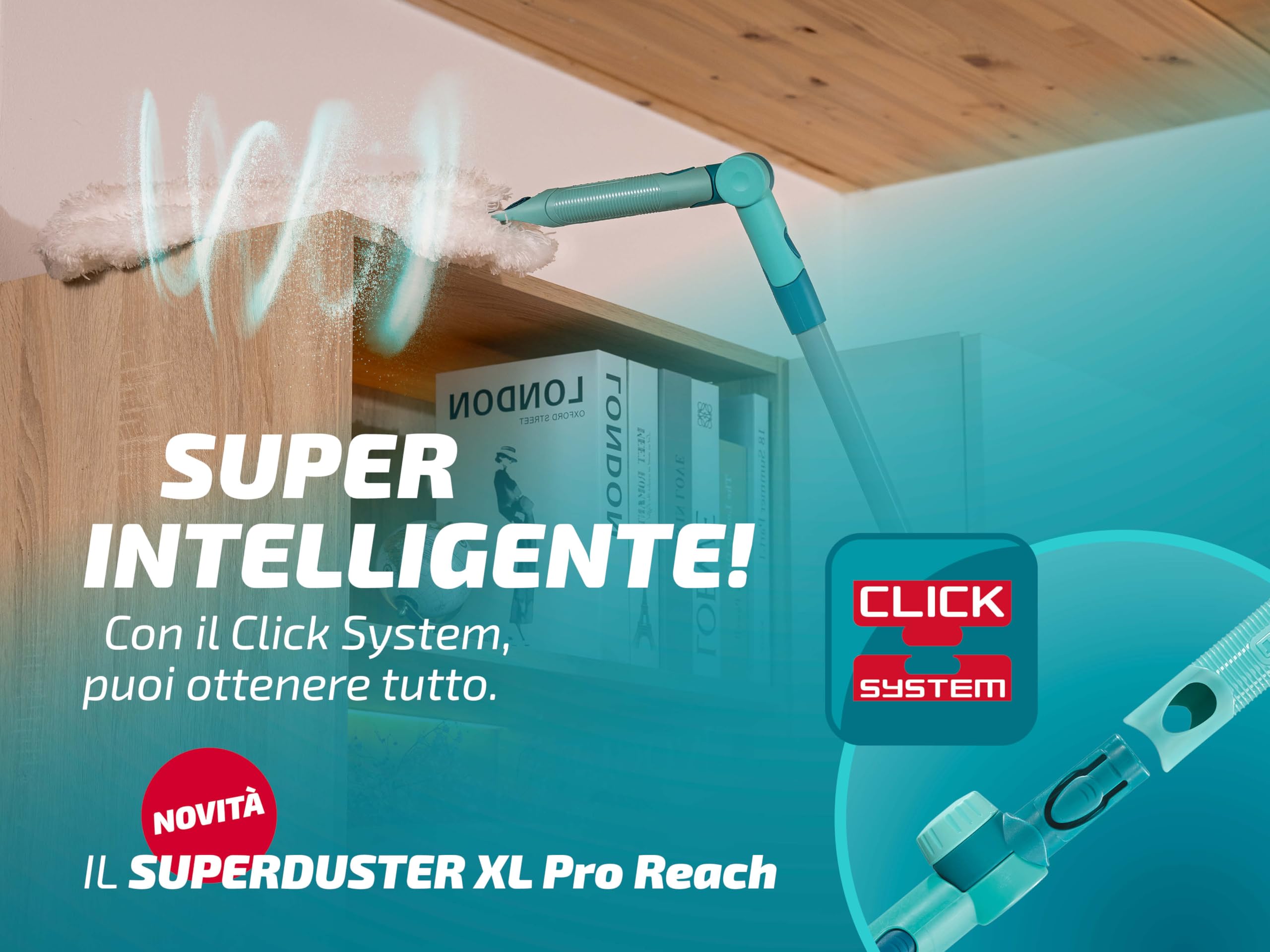 Leifheit SUPERDUSTER XL Pro Reach Set, spolverino lungo estensibile con manico lungo 43 cm, lavabile fino a 50 volte, microfibra, spolverino telescopico, lavabile, non da buttare