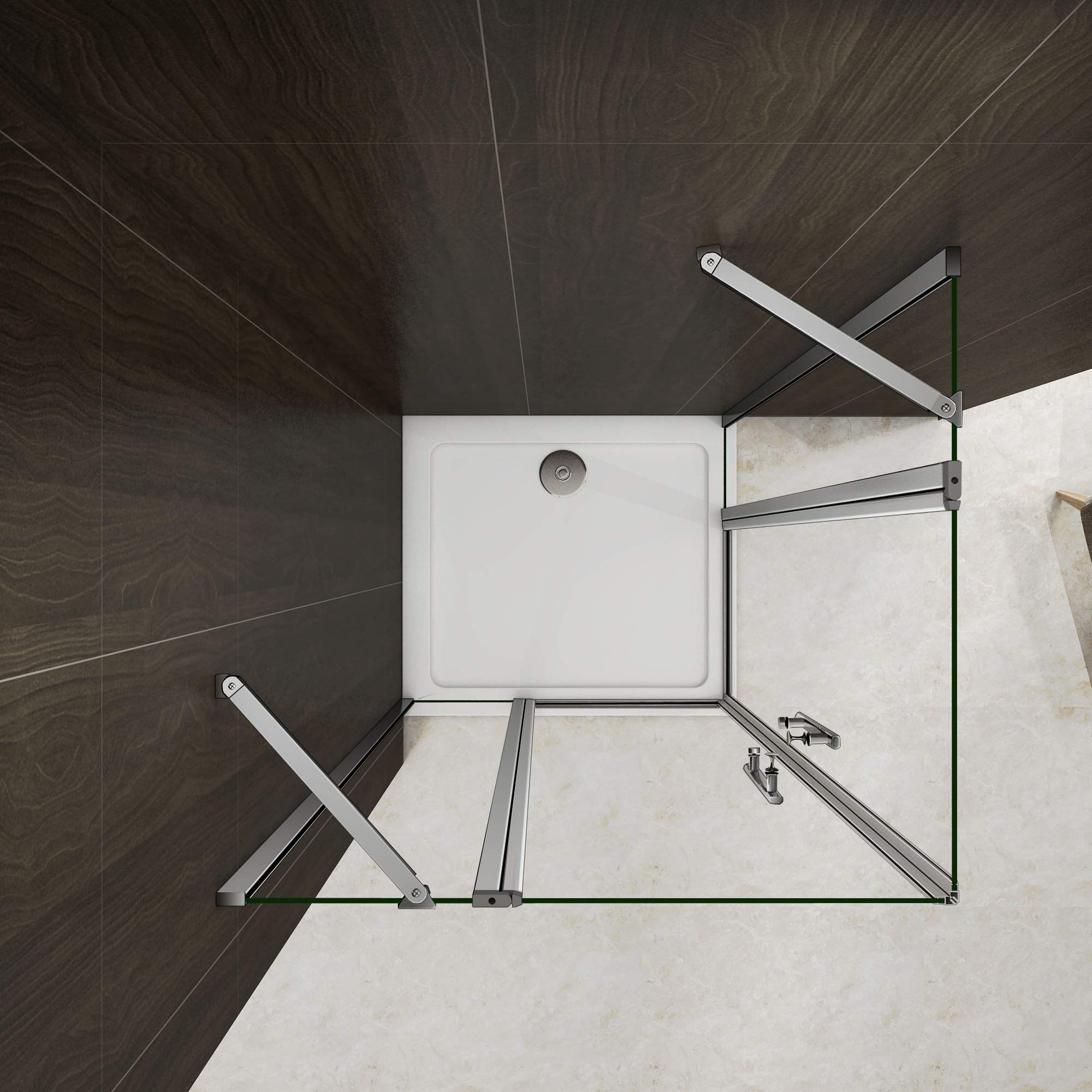 80x120x195cm Box Doccia Angolare Doppie Porte Apertura Battente-saloon Vetro Trasparente Anticalcare Con Barre Stabilizzatrici