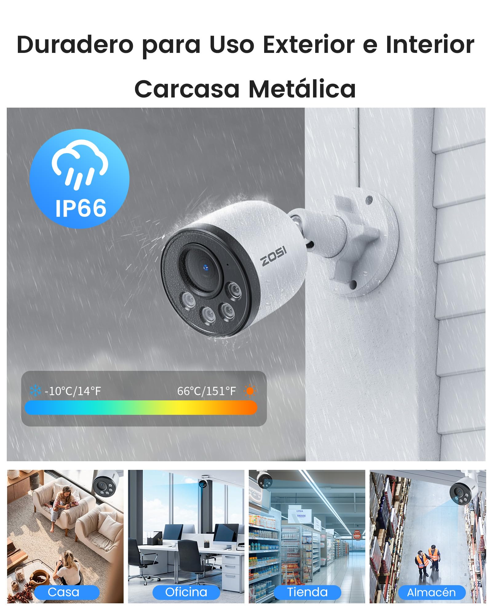 ZOSI 4K Kit Cámara de Vigilancia PoE Exterior, 8CH Grabador NVR y 2TB HDD con CCTV Cámara Seguridad, Detección y Alarma de Persona, Visión Nocturna y Grabación 24/7