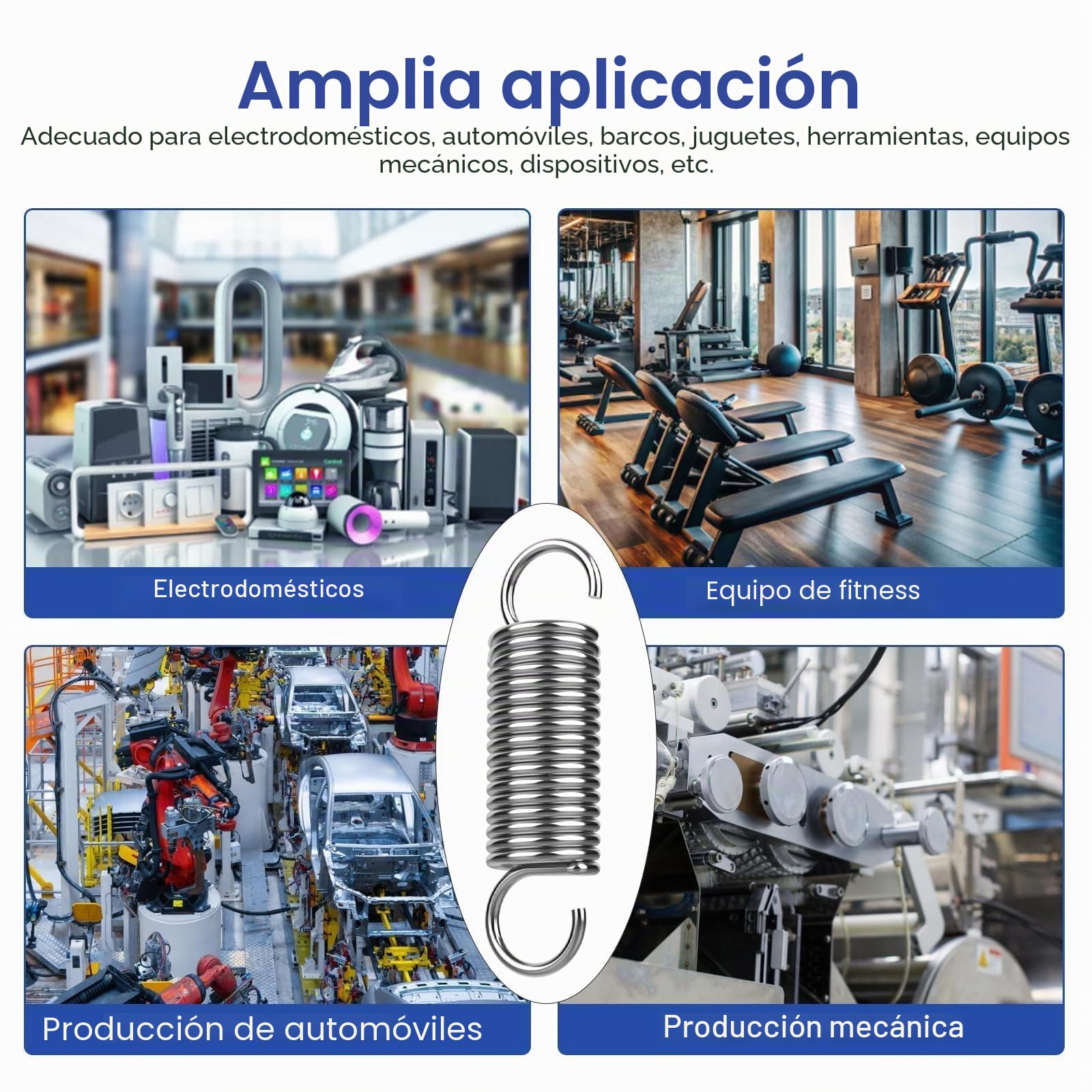 Muelles de Compresion 70x10x1.2mm Acero Inoxidable Doble Gancho 12 Piezas
