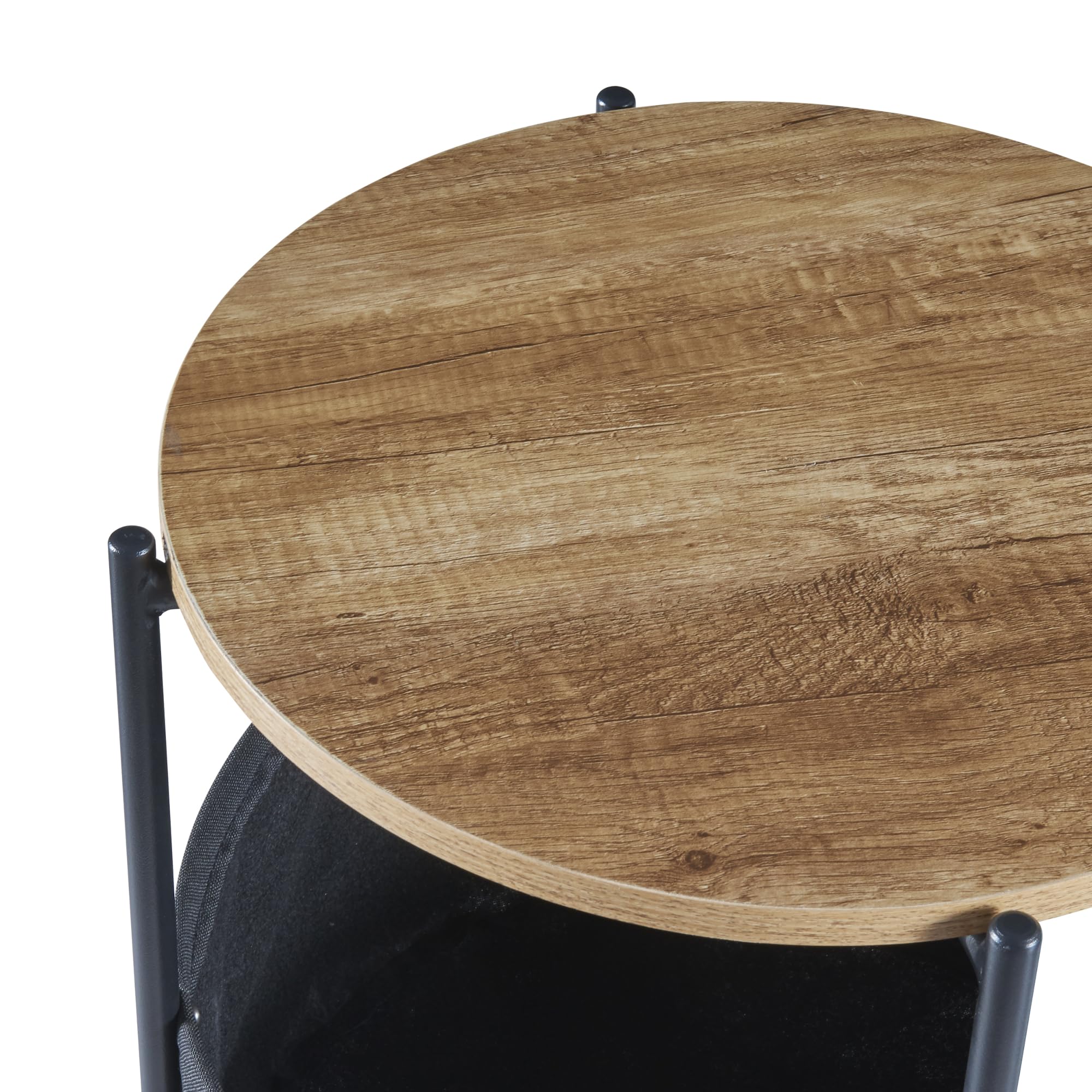 Tavolino Divano 74x46x37 Cm - 3 Ripiani, Telaio Metallo, Effetto Noce E Marmo Nero - Foto 6