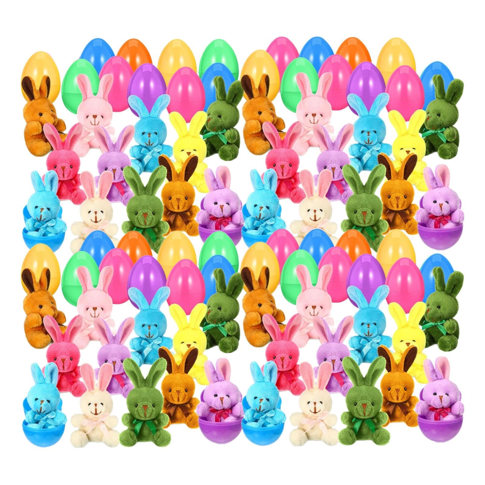 Œufs de Pâques Luxueux avec des Lapins en Peluche, œufs de Pâques Remplis de Jouets Décoratifs, 48 Pièces
