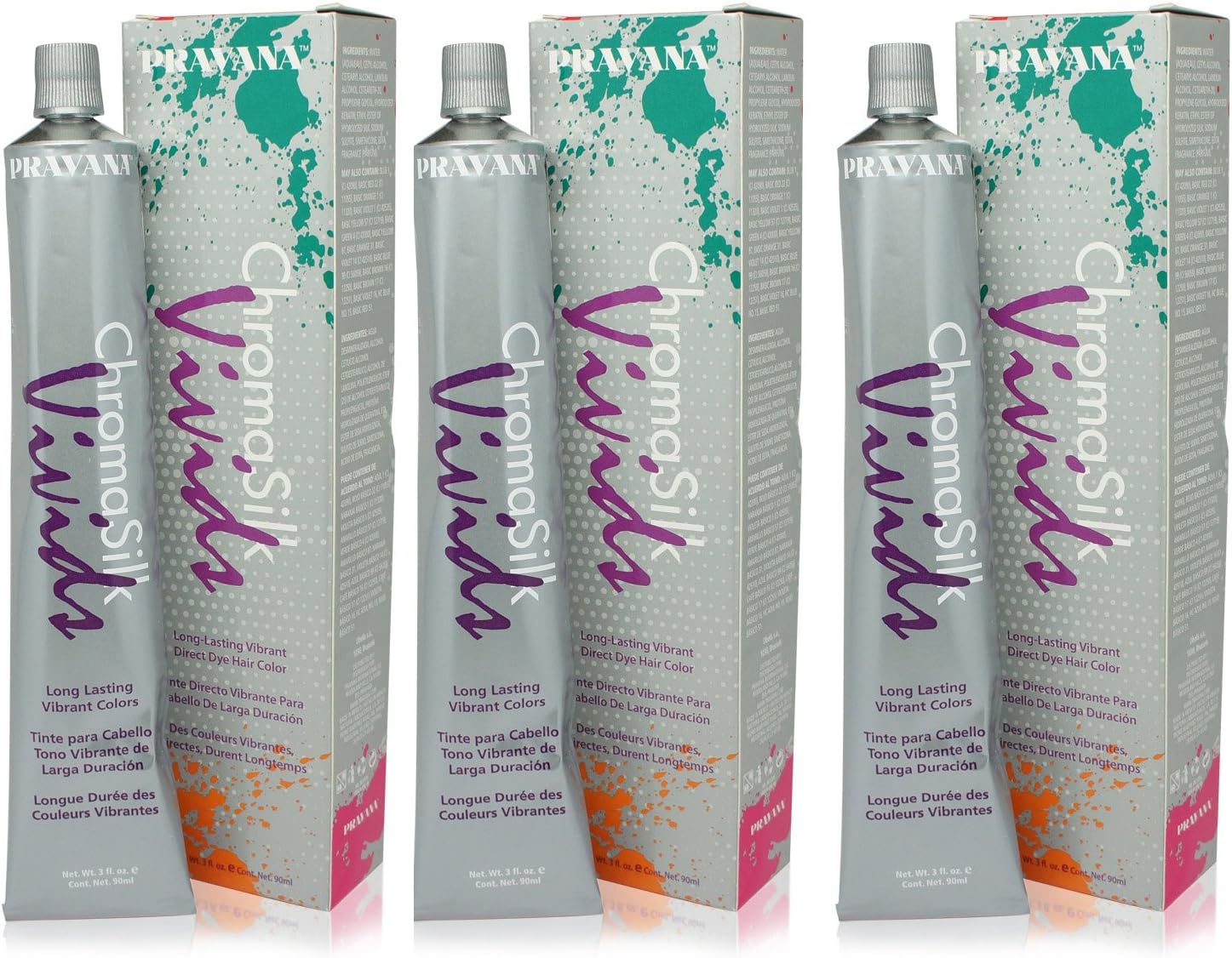 PRAVANA ChromaSilk Vivids Creme Hair Color with Silk & Keratin Protein Wild Orchids 3 oz 3 pack