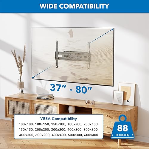 Miniatura 3 de Mount-It! Soporte de pared para TV de movimiento completo con brazos dobles resistentes, extensión de 14 pulgadas y compatible con televisores de 37